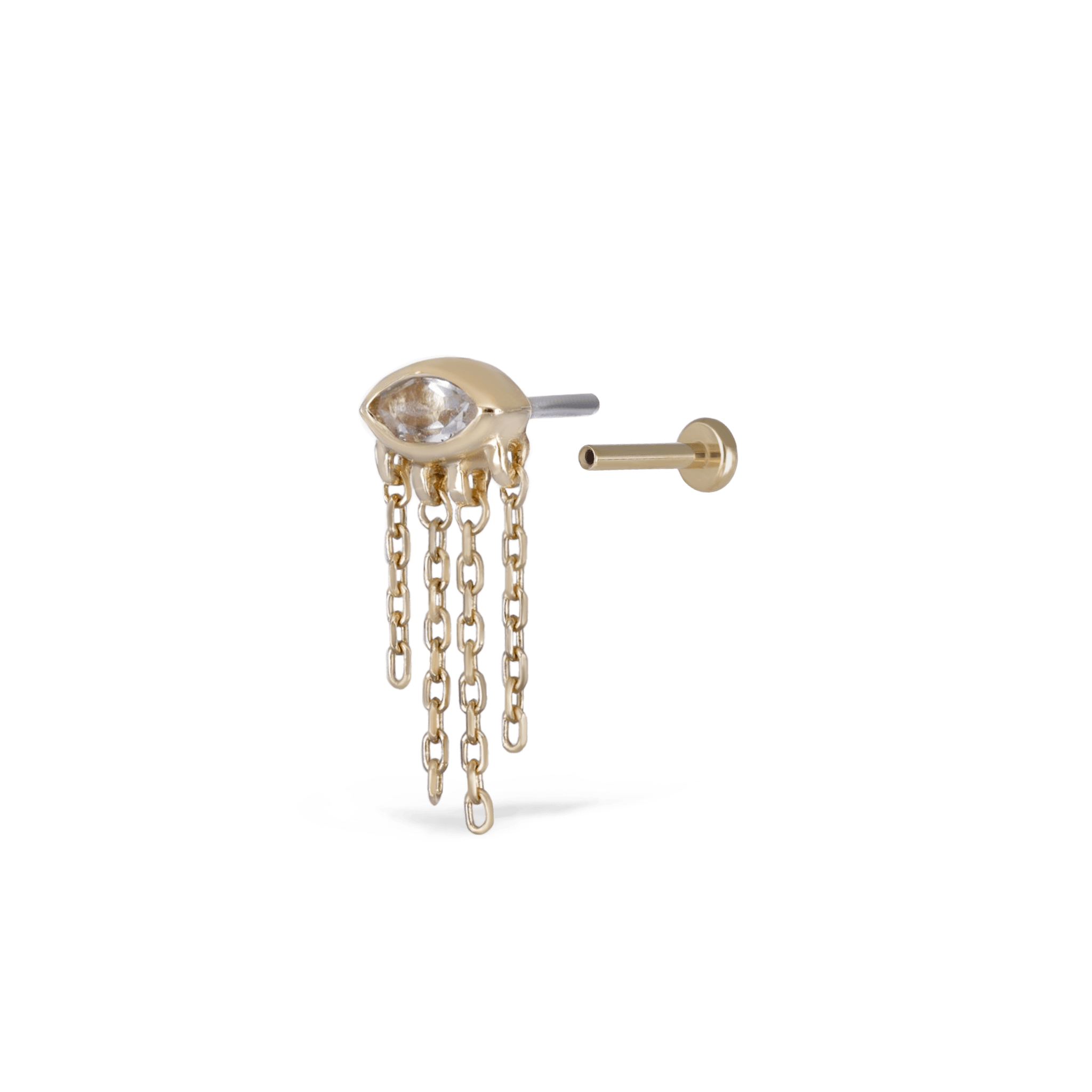 BEATTI Threadless Ends Misty Dew • 14K Solid Gold Natural Gemstone Threadless Stud Misty Dew • 14K Solid Gold Natural Gemstone Threadless Stud