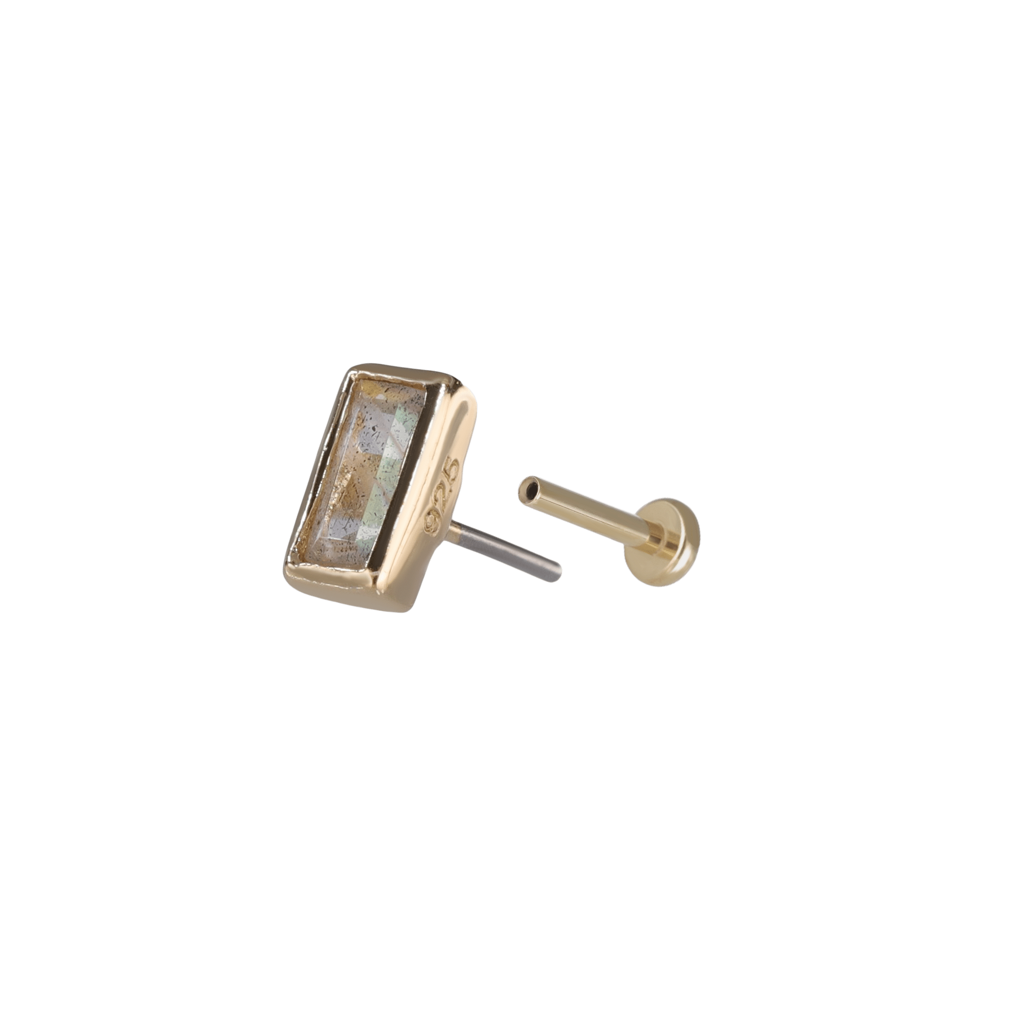 BEATTI Threadless Ends Gold / Labradorite Monik • Natural Gemstone Threadless Ends 925 Silver/Titanium BTPR030 Monik • Natural Gemstone Threadless Ends 925 Silver/Titanium