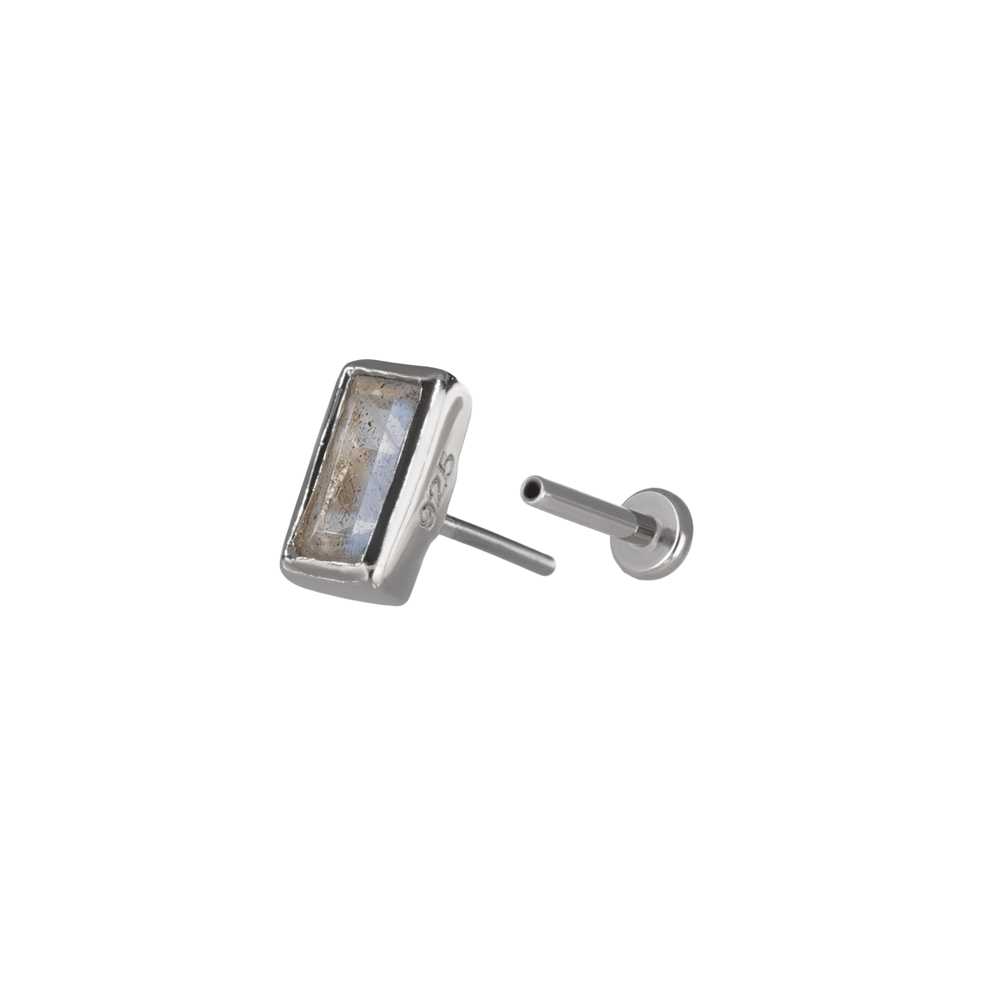 BEATTI Threadless Ends Silver / Labradorite Monik • Natural Gemstone Threadless Ends 925 Silver/Titanium BTPR030 Monik • Natural Gemstone Threadless Ends 925 Silver/Titanium
