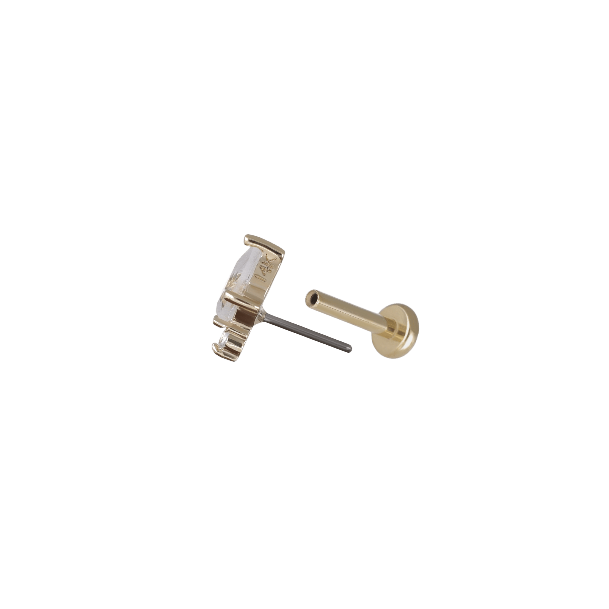 BEATTI Threadless Ends Nyx • Tiny Kite White Topaz Flat Back Stud Nyx • Tiny Kite White Topaz Flat Back Stud
