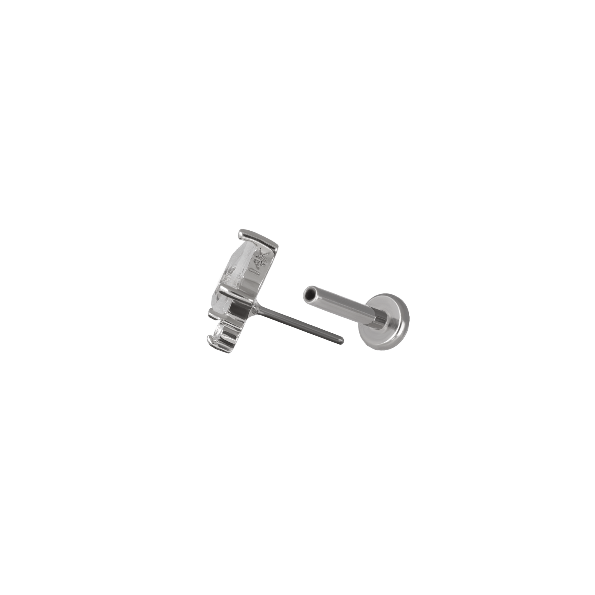BEATTI Threadless Ends Nyx • Tiny Kite White Topaz Flat Back Stud Nyx • Tiny Kite White Topaz Flat Back Stud