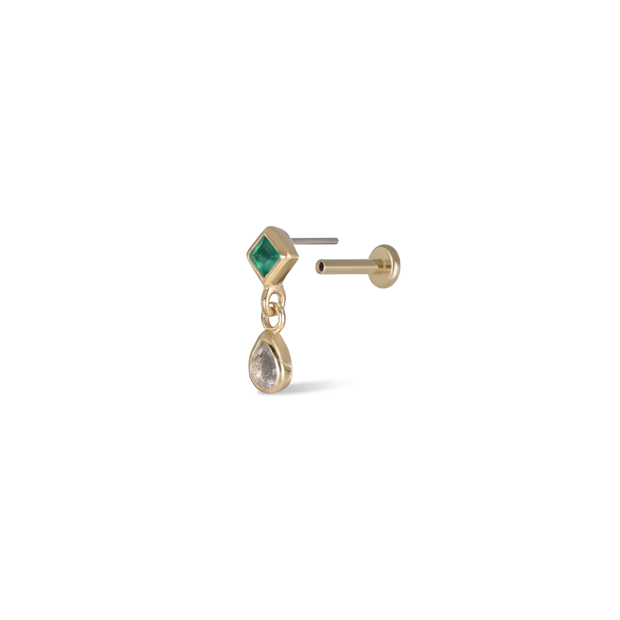 BEATTI Threadless Ends Gold / Green Onyx + Labradorite Rena • Green Onyx & Labradorite Threadless Ends BTPR036-OG-L Rena • Green Onyx & Labradorite Threadless Ends