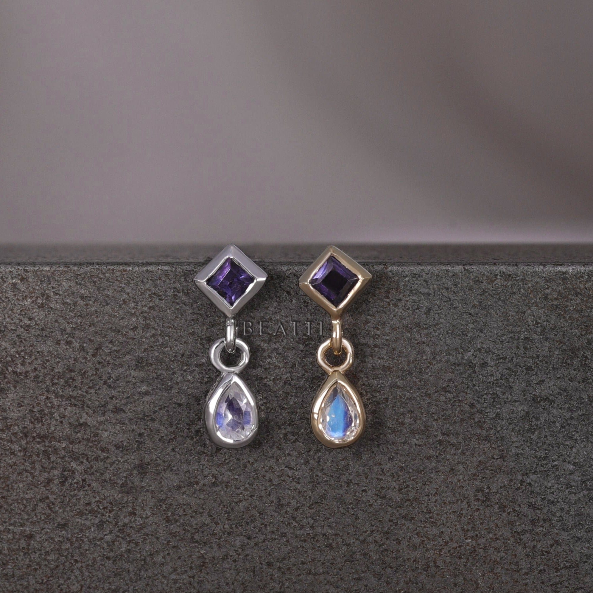 BEATTI Threadless Ends Rena • White Topaz Threadless Ends Rena • White Topaz Threadless Ends