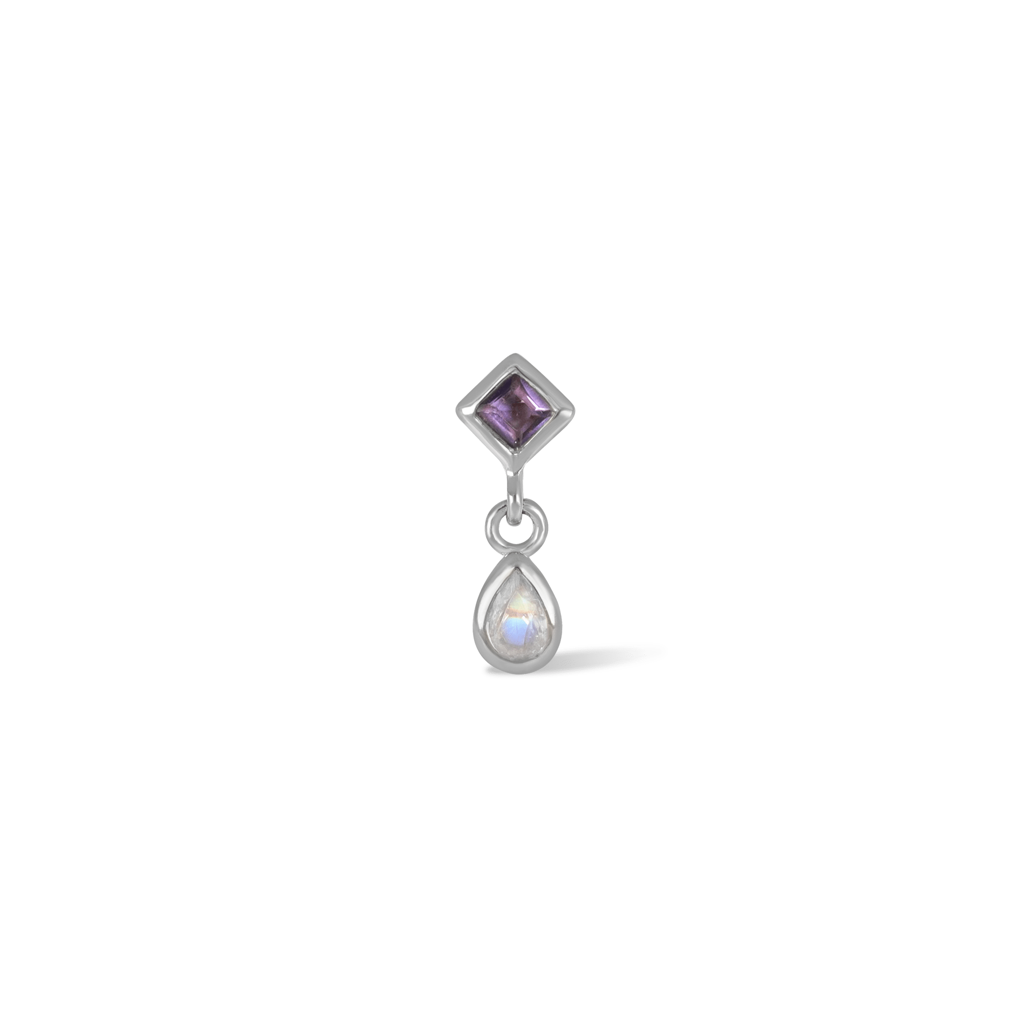 BEATTI Threadless Ends Silver / Iolite + Moonstone Rena • Iolite & Moonstone Threadless Ends BTPR036-I-MR Rena • Iolite & Moonstone Threadless Ends