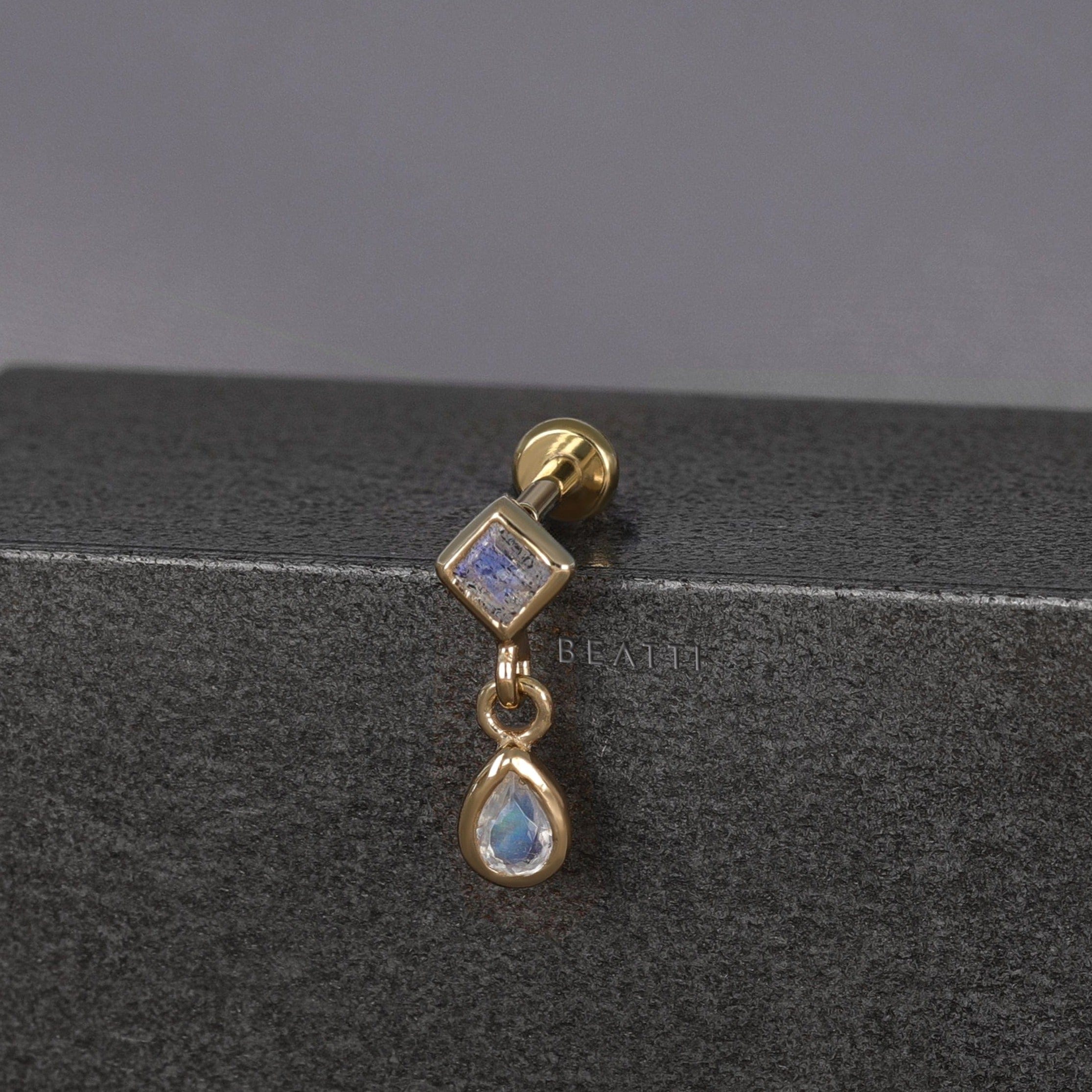 BEATTI Threadless Ends Rena • Labradorite & Moonstone Threadless Ends Rena • Labradorite & Moonstone Threadless Ends