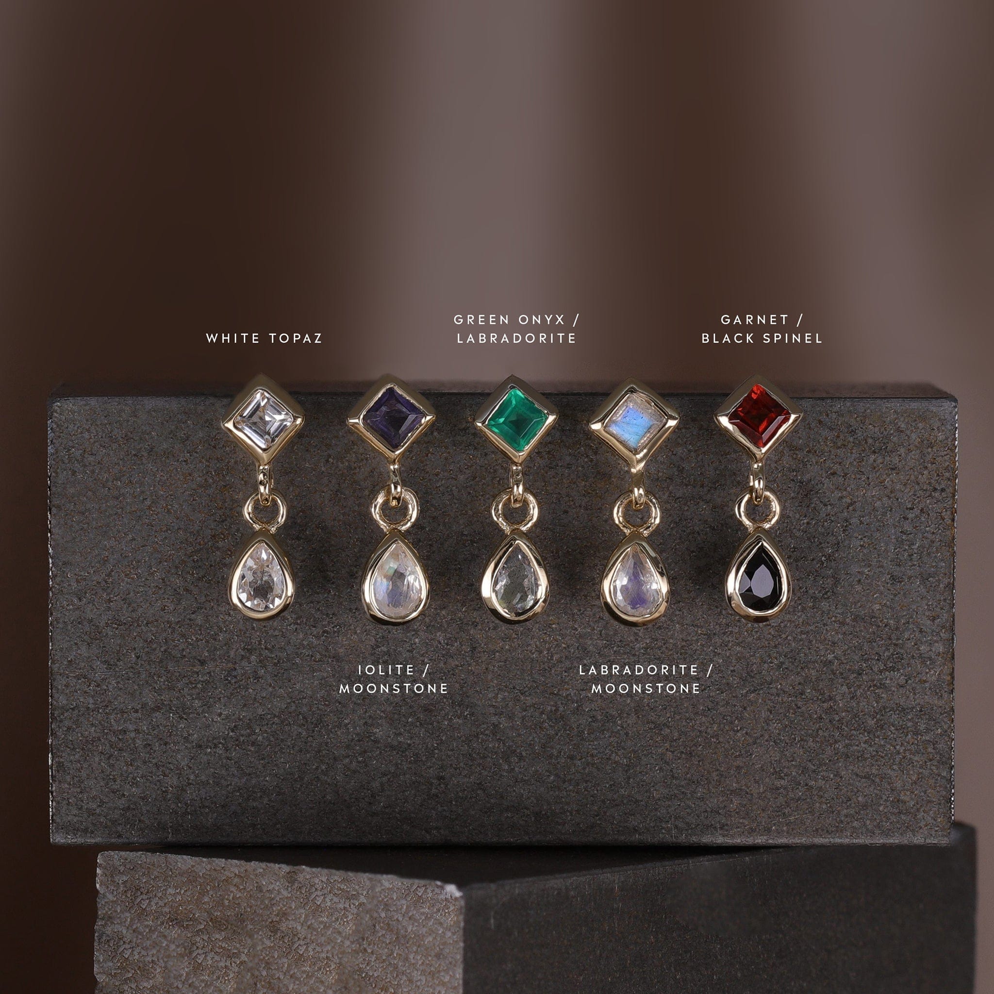 BEATTI Threadless Ends Rena • White Topaz Threadless Ends Rena • White Topaz Threadless Ends