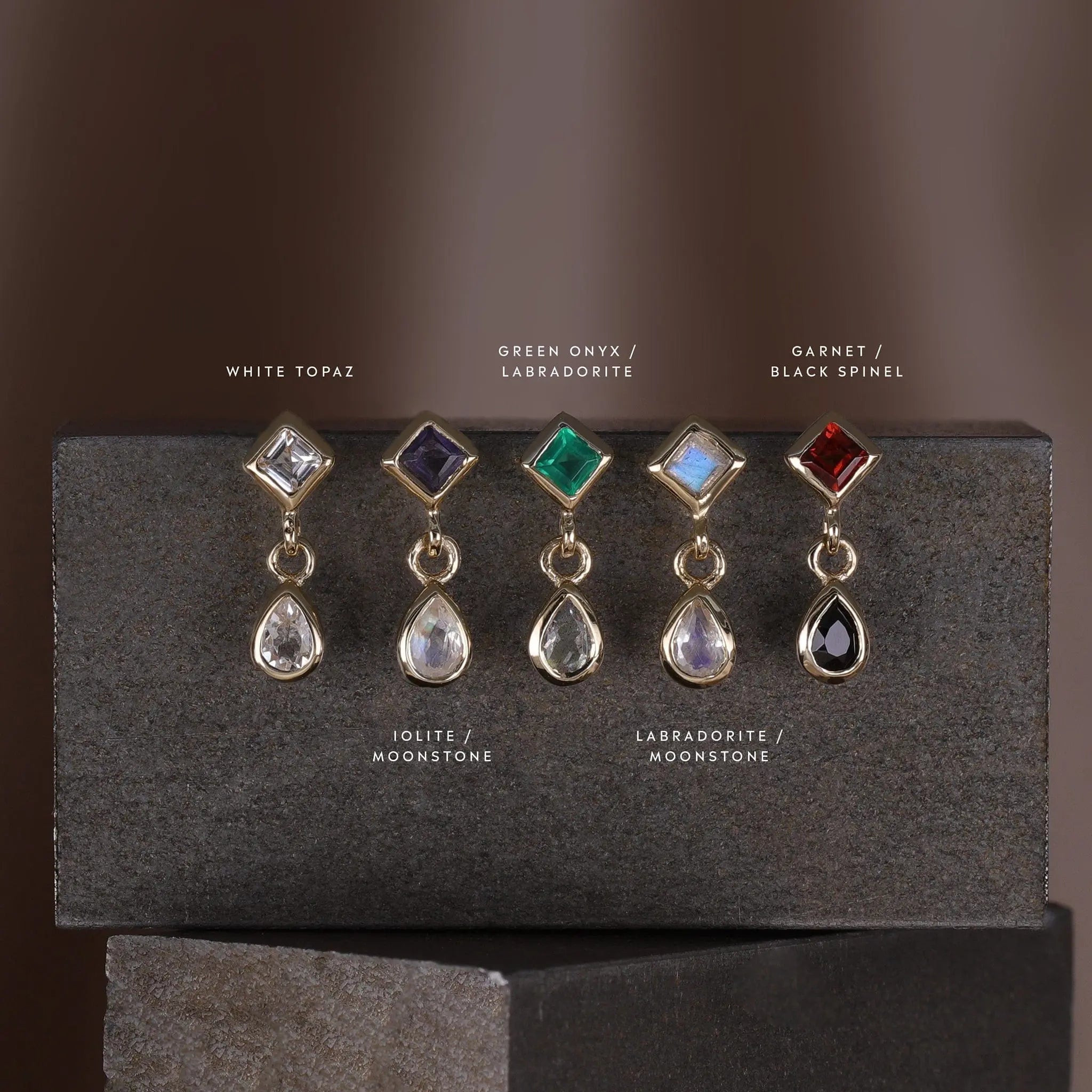 BEATTI Threadless Ends Rena • White Topaz Threadless Ends Rena • White Topaz Threadless Ends