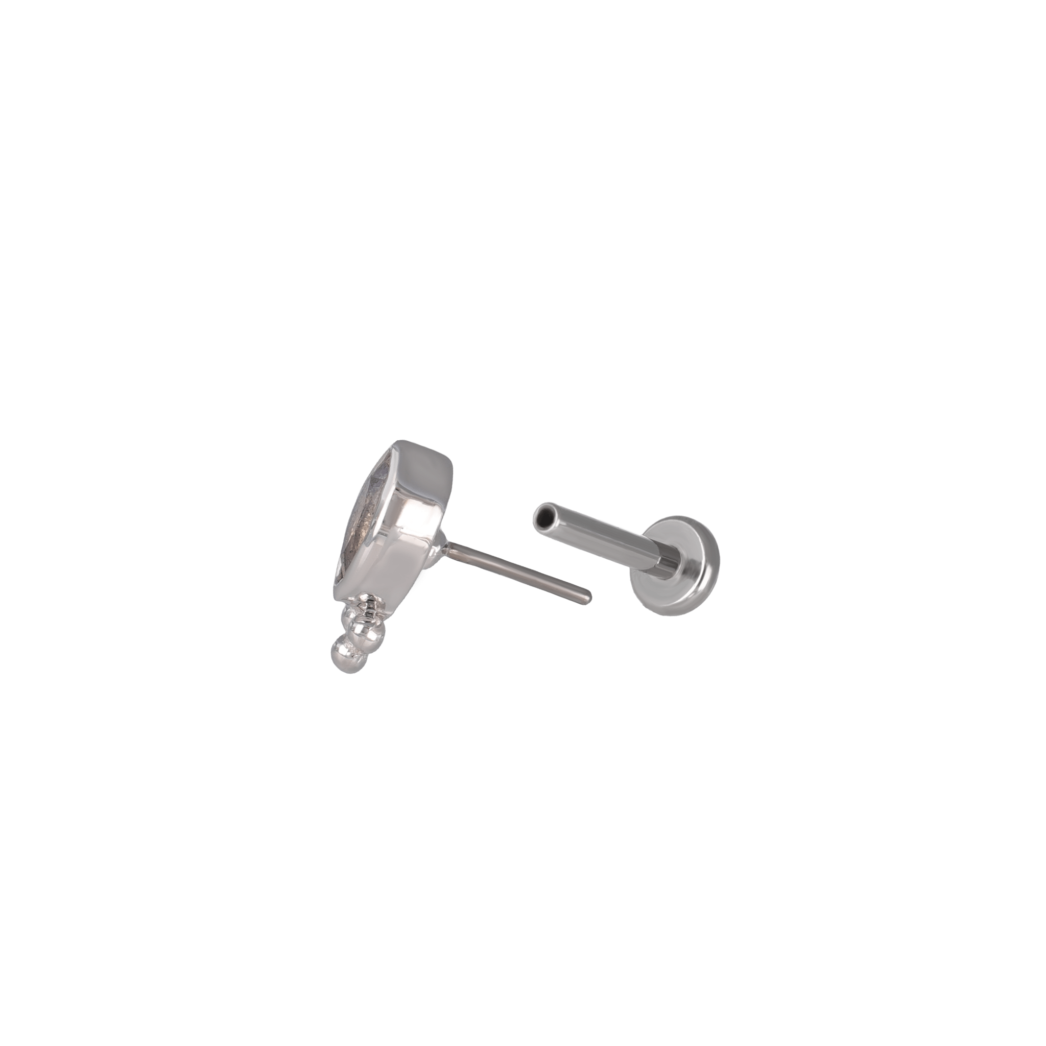 BEATTI Threadless Ends Rue • 14K White Gold Tiny Marquise Cluster Gemstone Flat Back Stud Rue • 14K White Gold Tiny Marquise Cluster Gemstone Flat Back Stud
