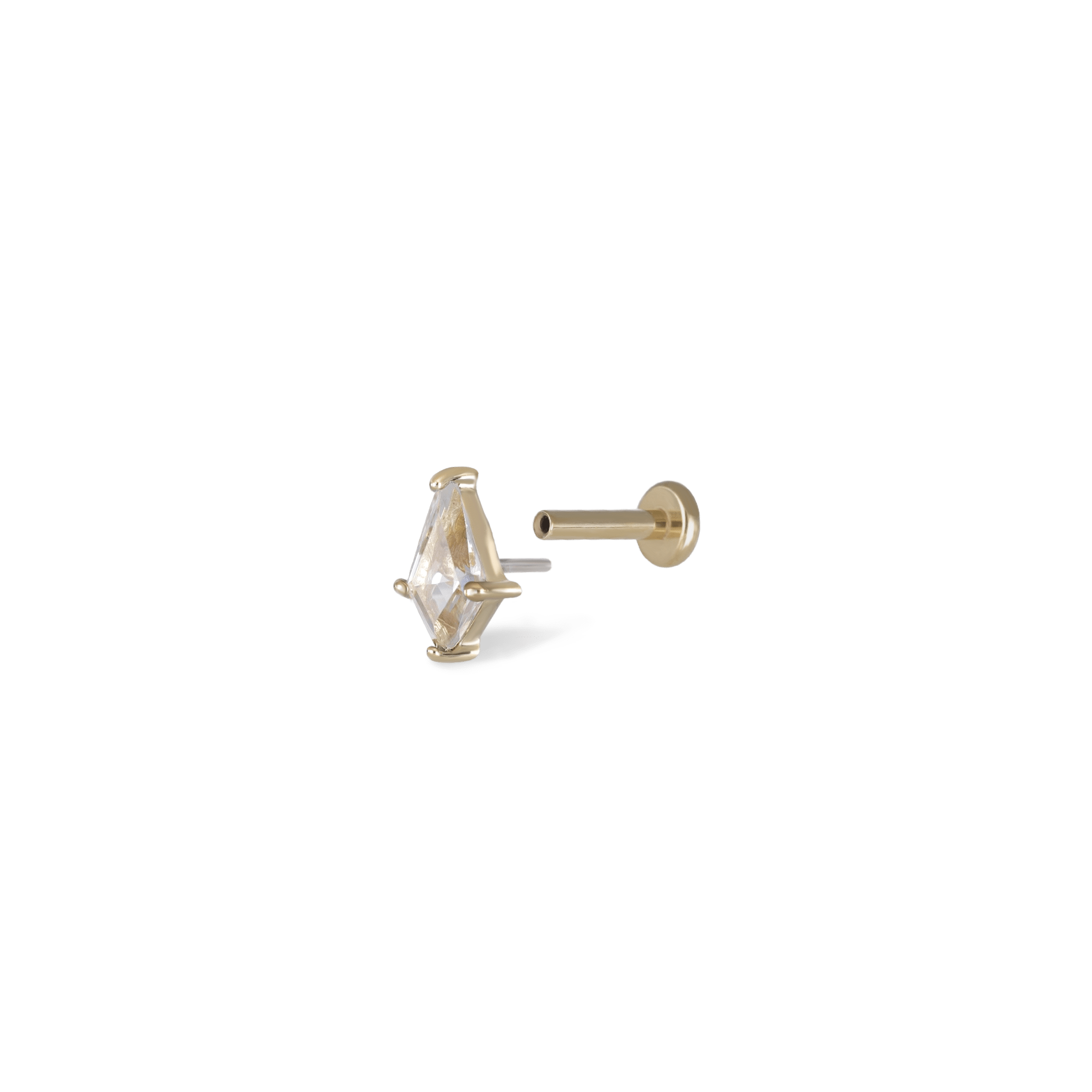 BEATTI Threadless Ends Gold / White Topaz Siera • Natural Gemstone Threadless Ends BTE014 GOLD Siera • Natural Gemstone Threadless Ends