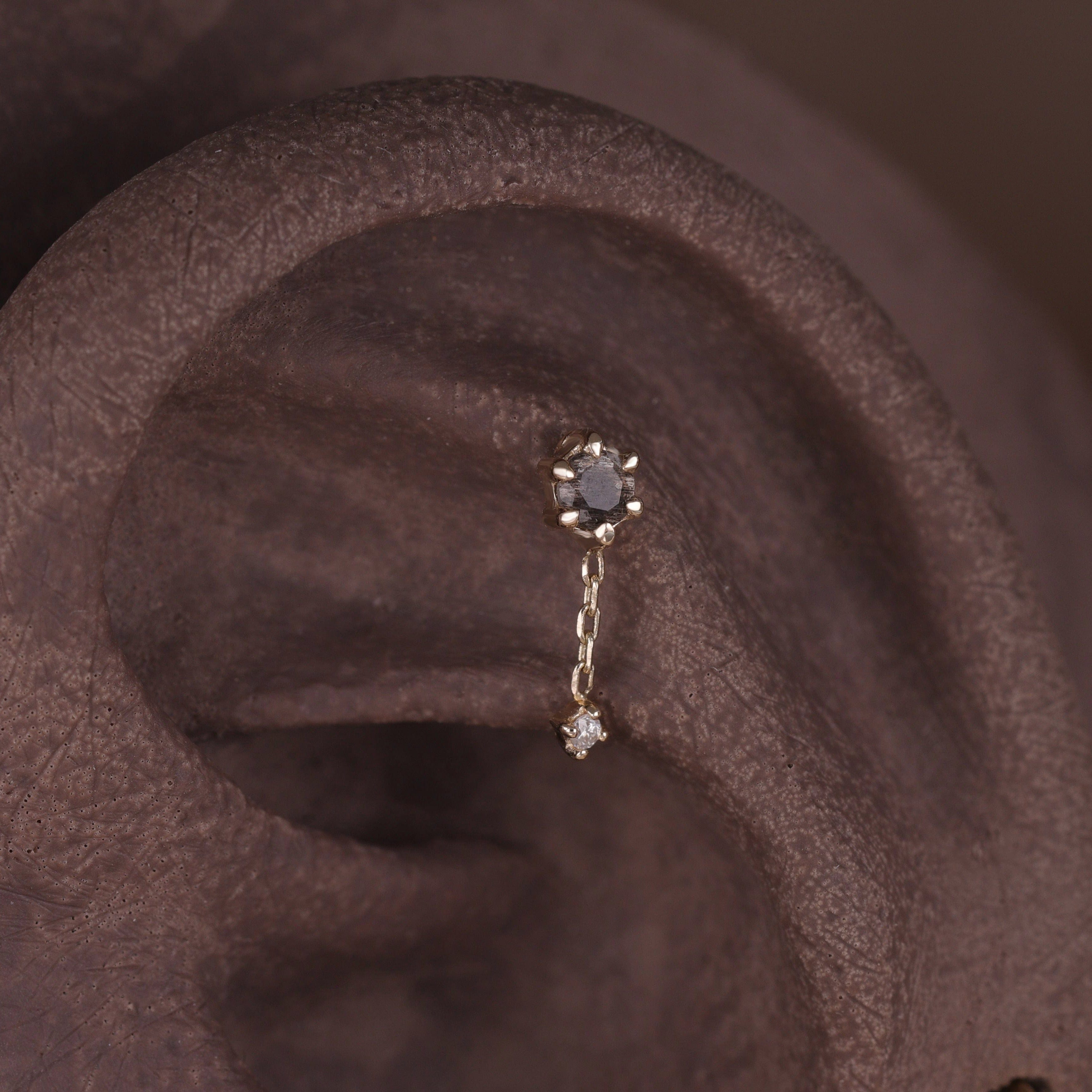 BEATTI Threadless Ends Starfall • Moonstone Black Labradorite Diamond Threadless Push Pin stud Starfall • Moonstone Black Labradorite Diamond Threadless Push Pin stud