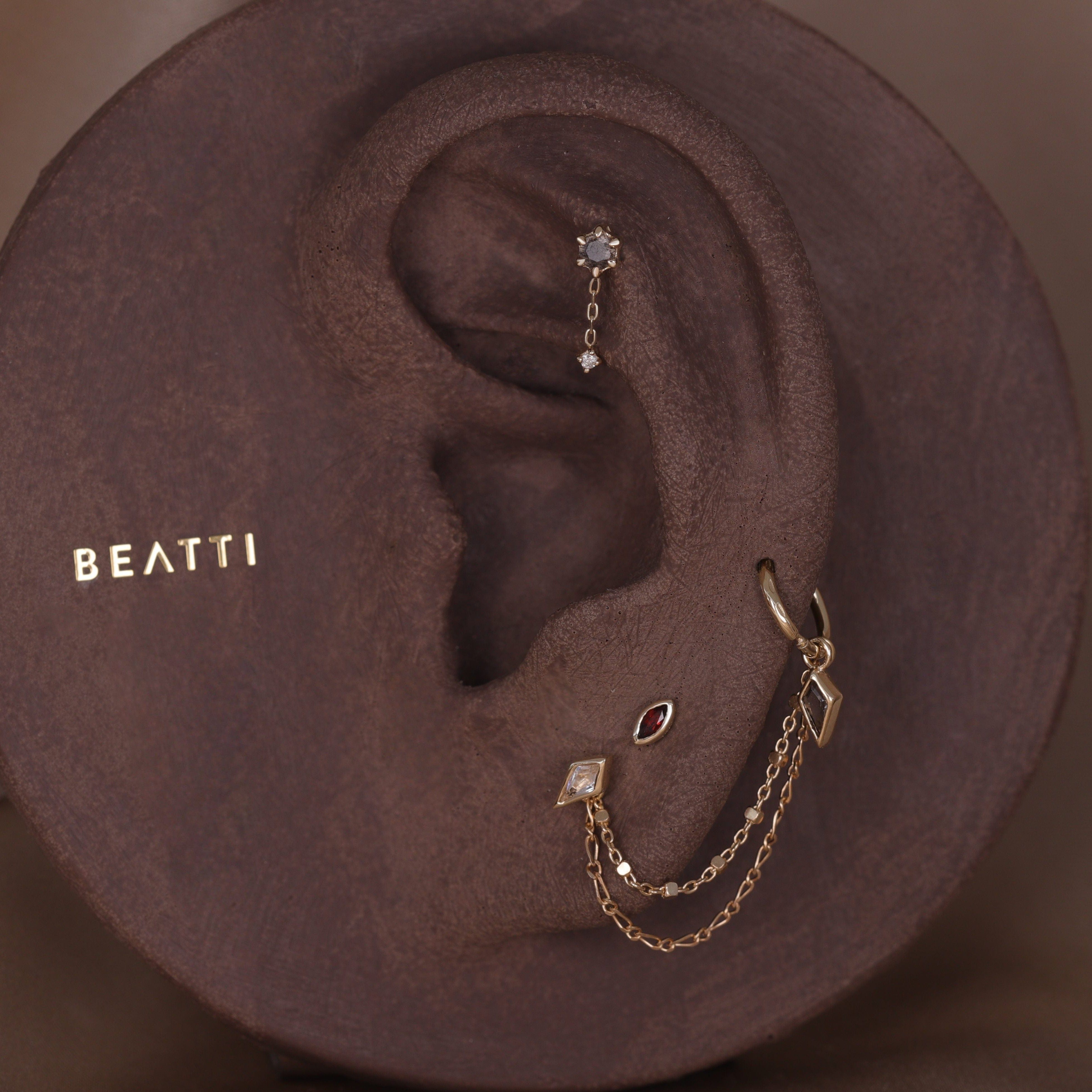 BEATTI Threadless Ends Starfall • Moonstone Black Labradorite Diamond Threadless Push Pin stud Starfall • Moonstone Black Labradorite Diamond Threadless Push Pin stud