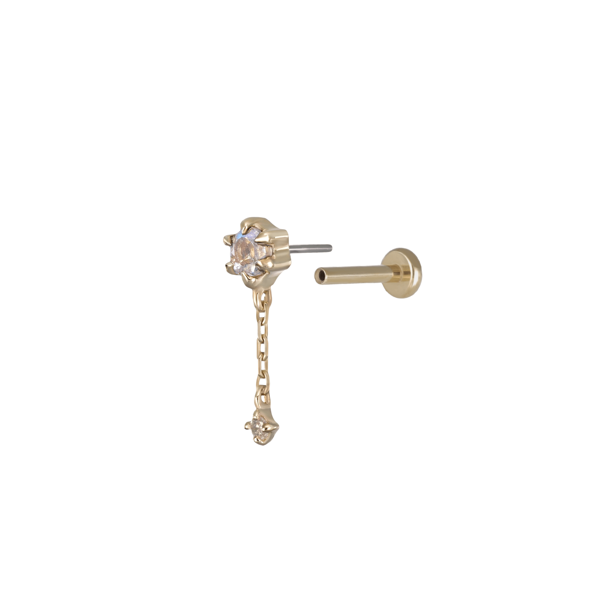 BEATTI Threadless Ends Starfall • Moonstone Black Labradorite Diamond Threadless Push Pin stud Starfall • Moonstone Black Labradorite Diamond Threadless Push Pin stud