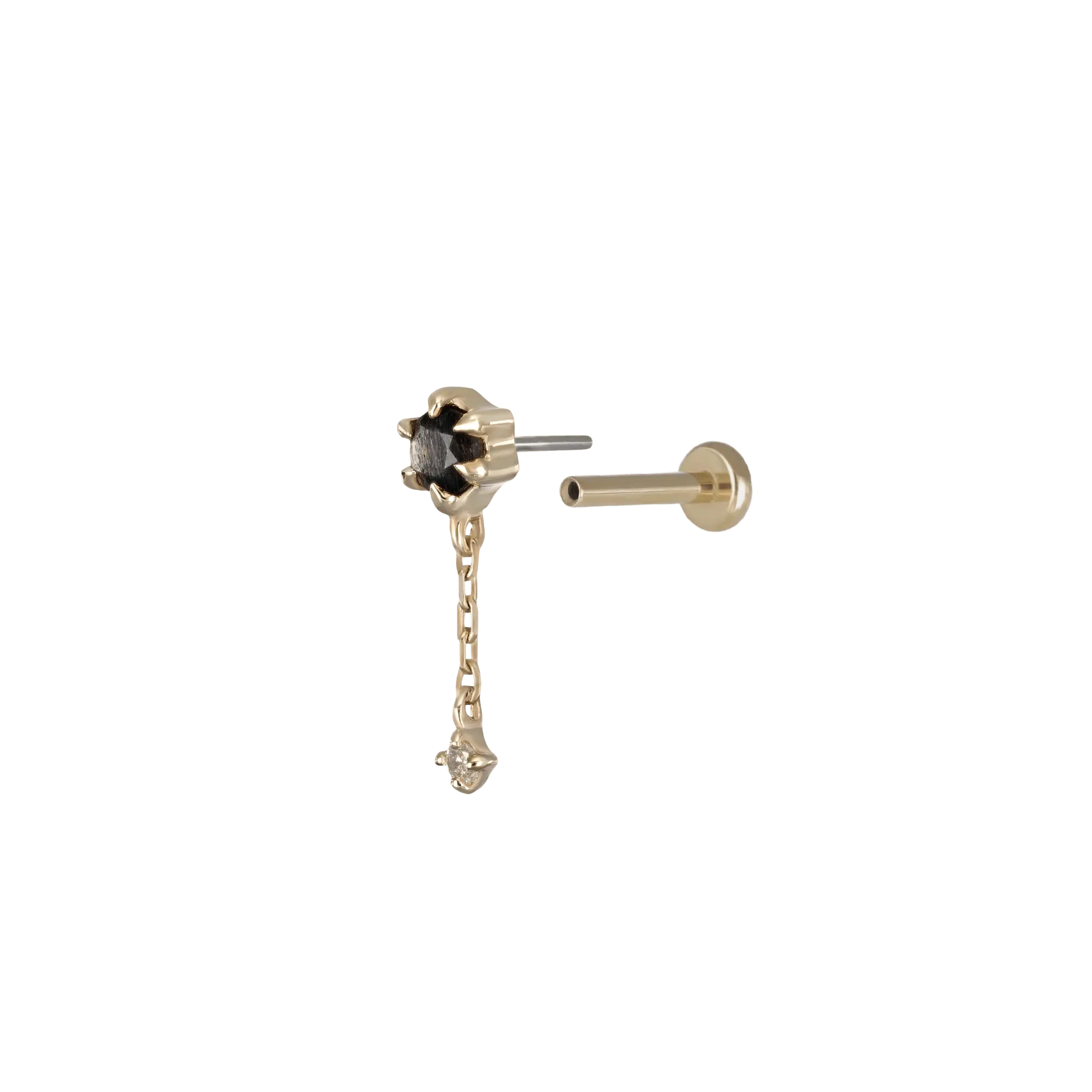 BEATTI Threadless Ends Starfall • Moonstone Black Labradorite Diamond Threadless Push Pin stud Starfall • Moonstone Black Labradorite Diamond Threadless Push Pin stud