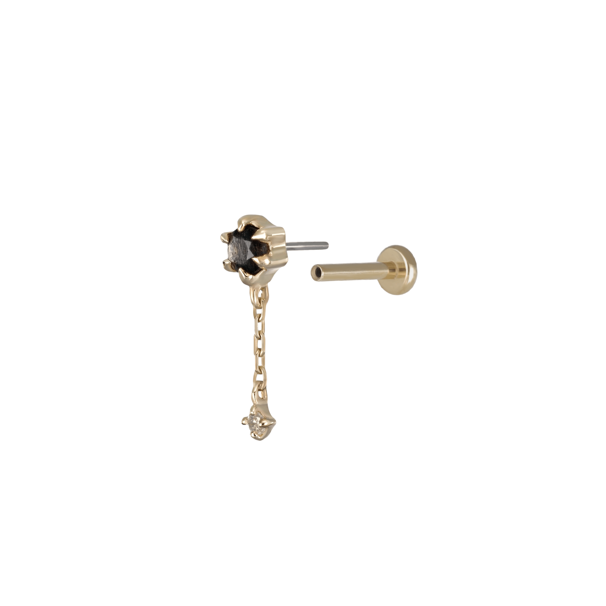 BEATTI Threadless Ends Starfall • Moonstone Black Labradorite Diamond Threadless Push Pin stud Starfall • Moonstone Black Labradorite Diamond Threadless Push Pin stud