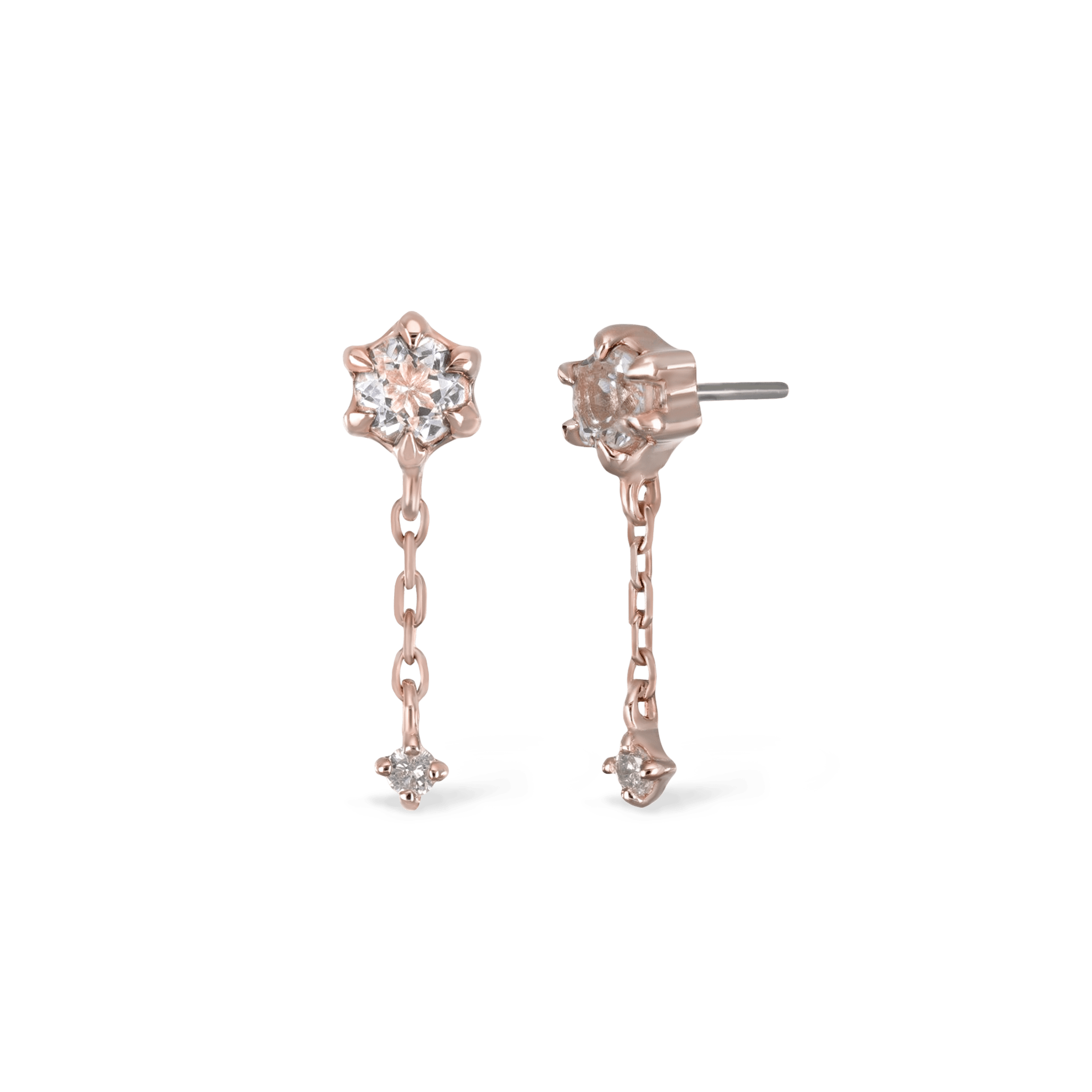 BEATTI Threadless Ends Starfall • White Topaz + Diamond Threadless Push Pin stud Starfall • White Topaz + Diamond Threadless Push Pin stud