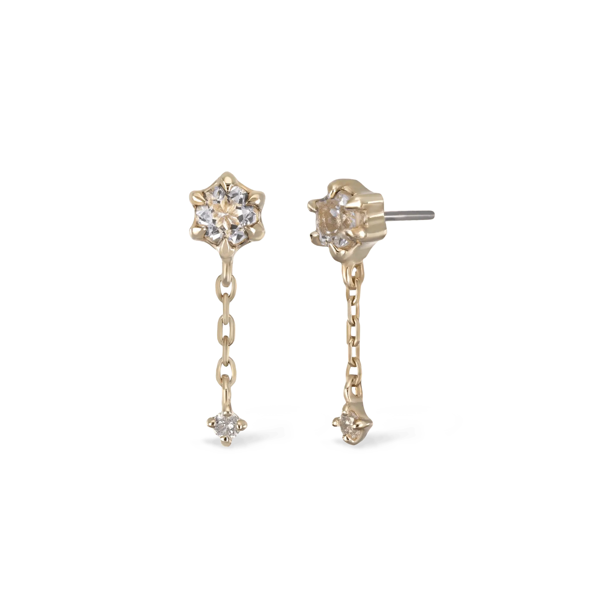BEATTI Threadless Ends Starfall • White Topaz + Diamond Threadless Push Pin stud Starfall • White Topaz + Diamond Threadless Push Pin stud