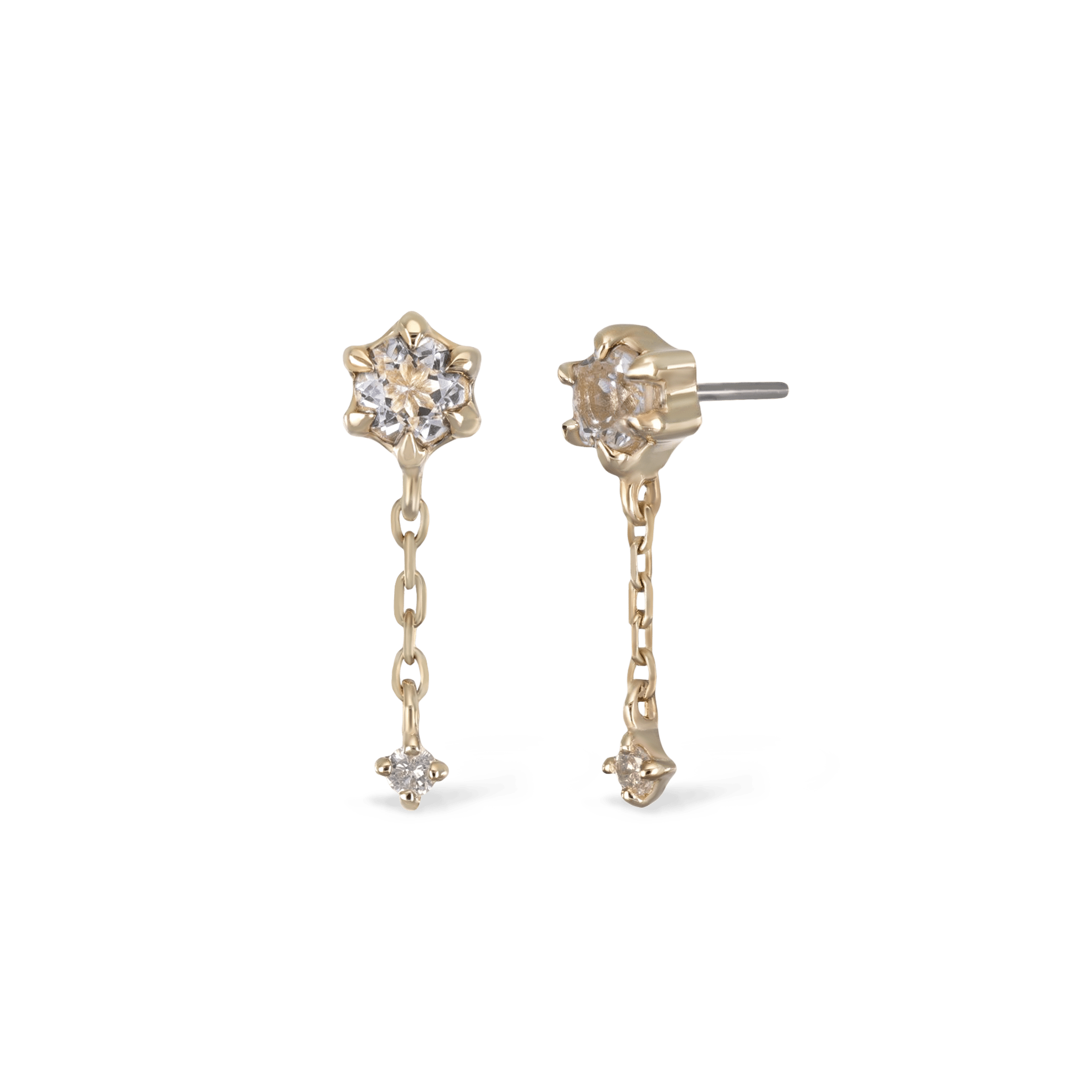 BEATTI Threadless Ends Starfall • White Topaz + Diamond Threadless Push Pin stud Starfall • White Topaz + Diamond Threadless Push Pin stud