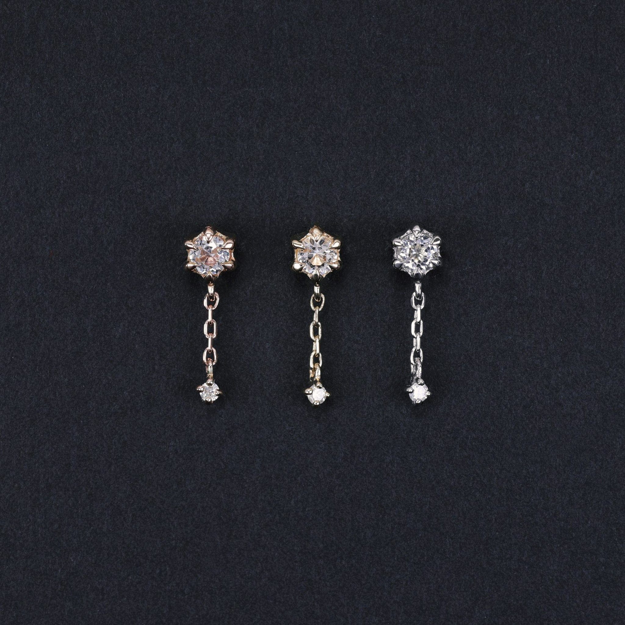 BEATTI Threadless Ends Starfall • White Topaz + Diamond Threadless Push Pin stud Starfall • White Topaz + Diamond Threadless Push Pin stud