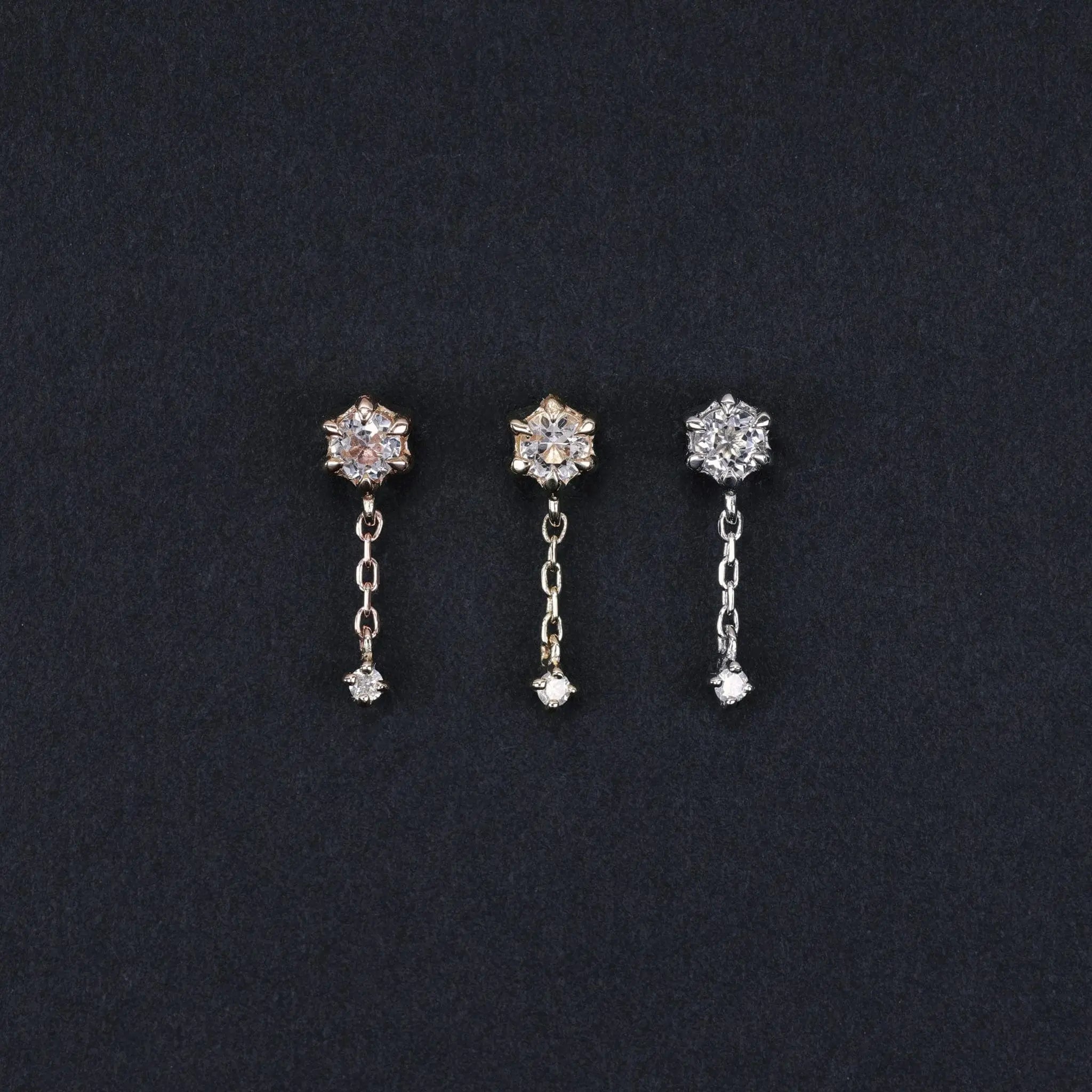 BEATTI Threadless Ends Starfall • White Topaz + Diamond Threadless Push Pin stud Starfall • White Topaz + Diamond Threadless Push Pin stud