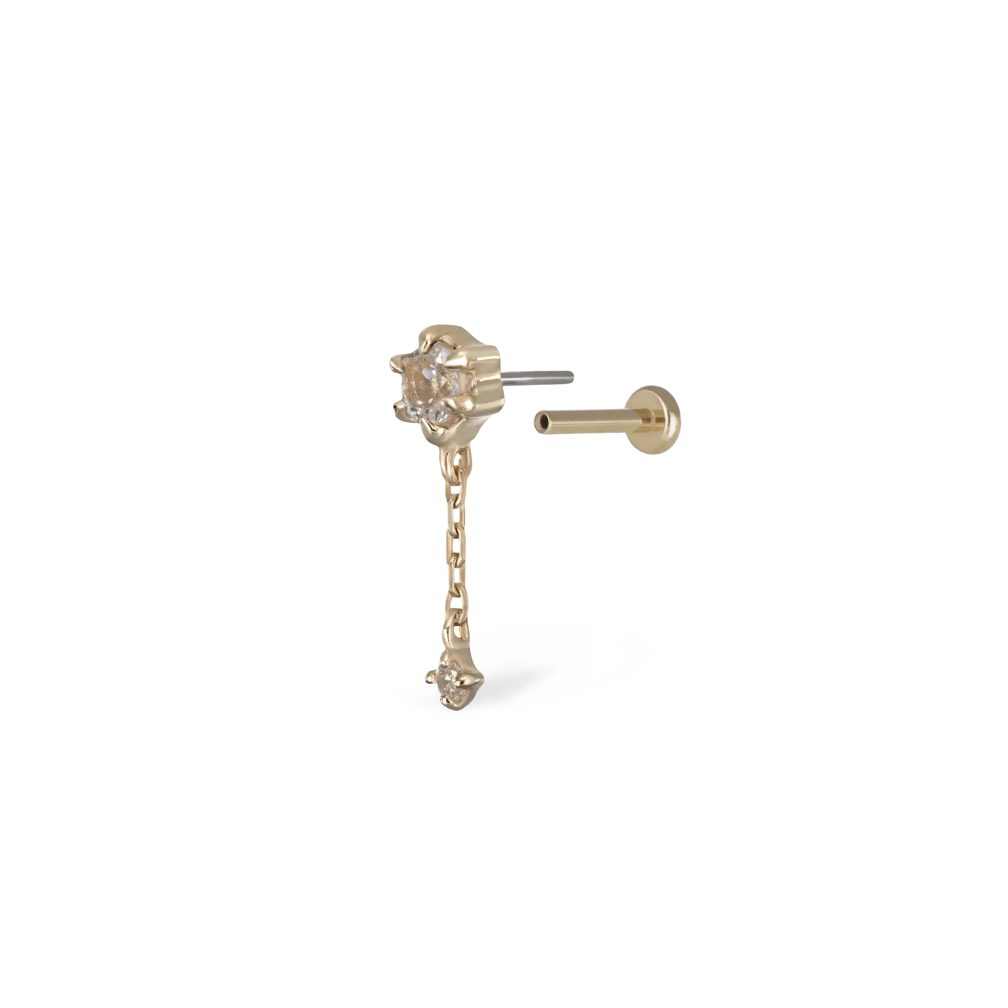 BEATTI Threadless Ends Starfall • White Topaz + Diamond Threadless Push Pin stud Starfall • White Topaz + Diamond Threadless Push Pin stud