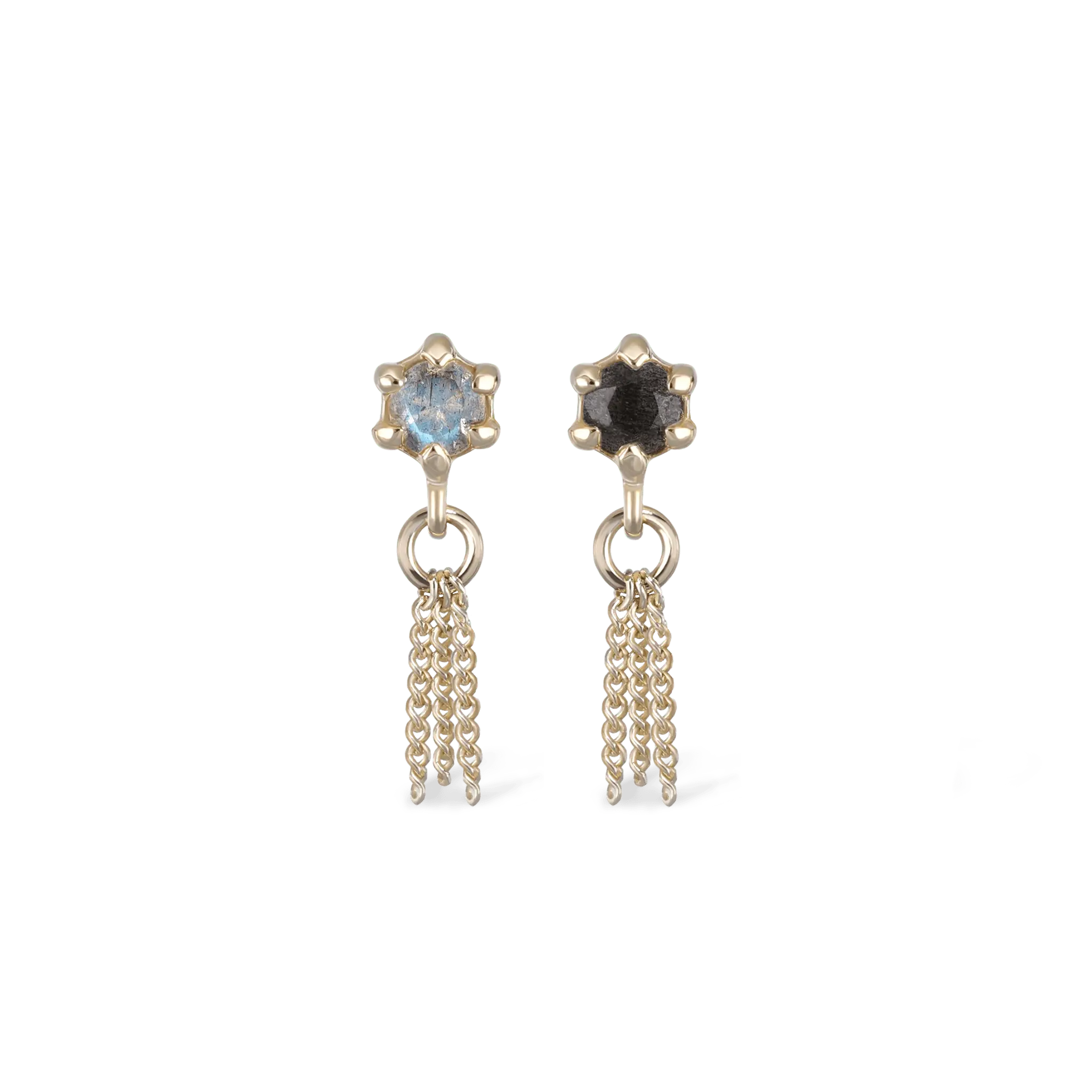 BEATTI Threadless Ends Starlet • Black Labradorite Chain Tassel Starlet • Black Labradorite Chain Tassel