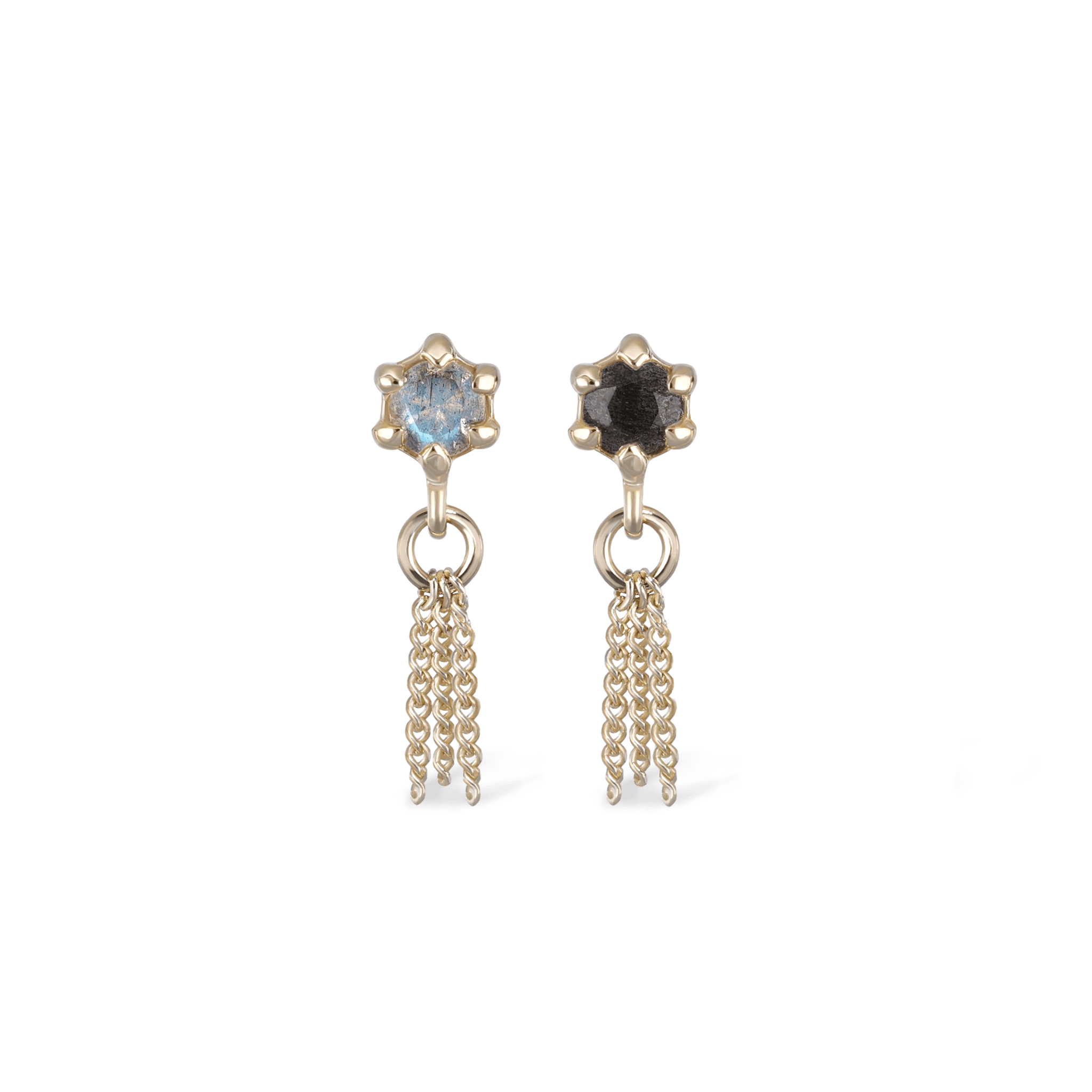 BEATTI Threadless Ends Starlet • Black Labradorite Chain Tassel Starlet • Black Labradorite Chain Tassel