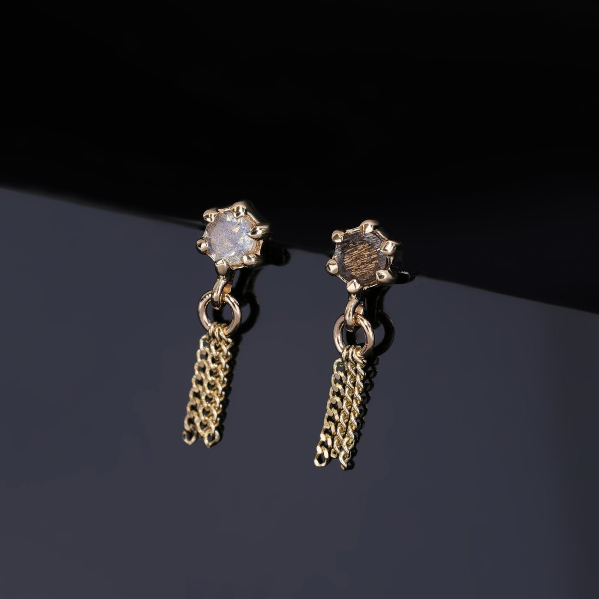 BEATTI Threadless Ends Starlet • Black Labradorite Chain Tassel Starlet • Black Labradorite Chain Tassel