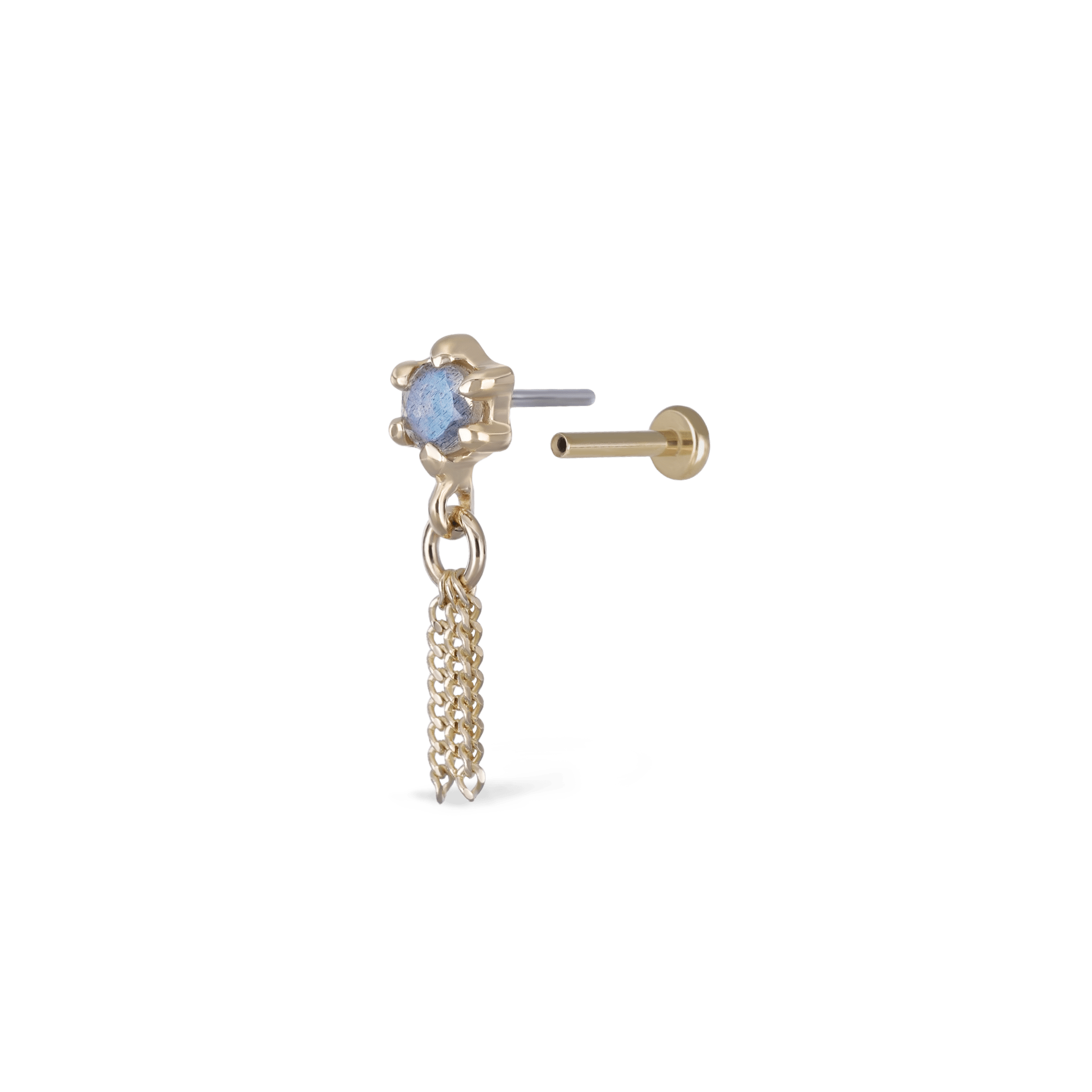 BEATTI Threadless Ends Starlet • Black Labradorite Chain Tassel Starlet • Black Labradorite Chain Tassel