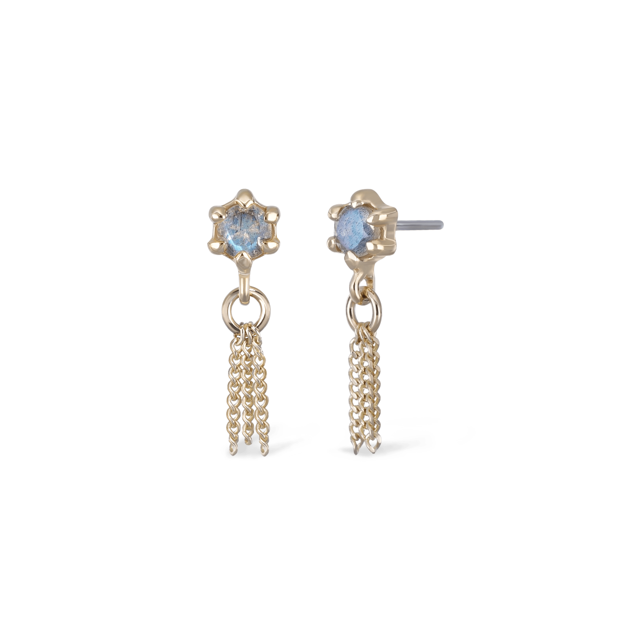 BEATTI Threadless Ends Gold / Labradorite Starlet • Black Labradorite Chain Tassel BTEG036 Starlet • Black Labradorite Chain Tassel