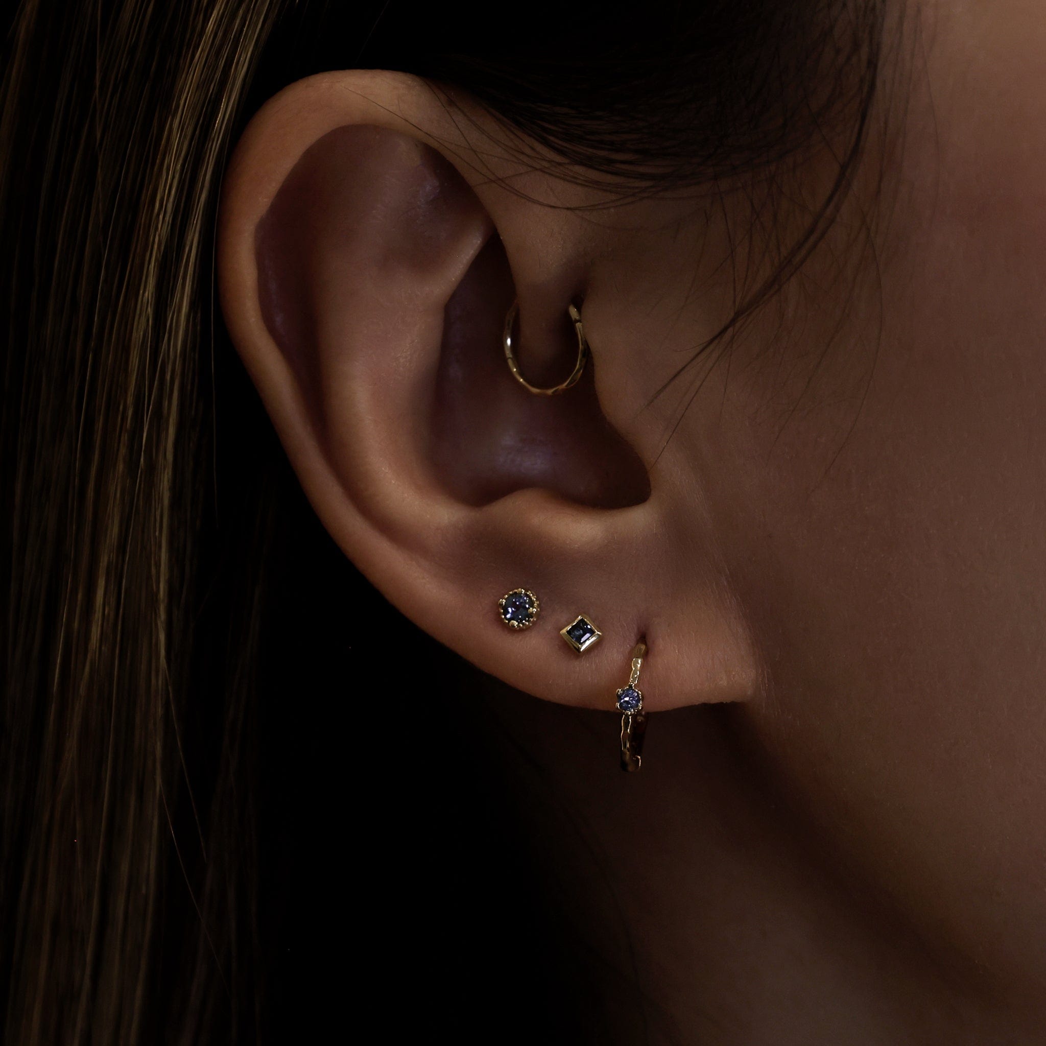 BEATTI Threadless Ends Stella • Blue Topaz Threadless Ends 925 Silver/Titanium Stella • Blue Topaz Threadless Ends 925 Silver/Titanium