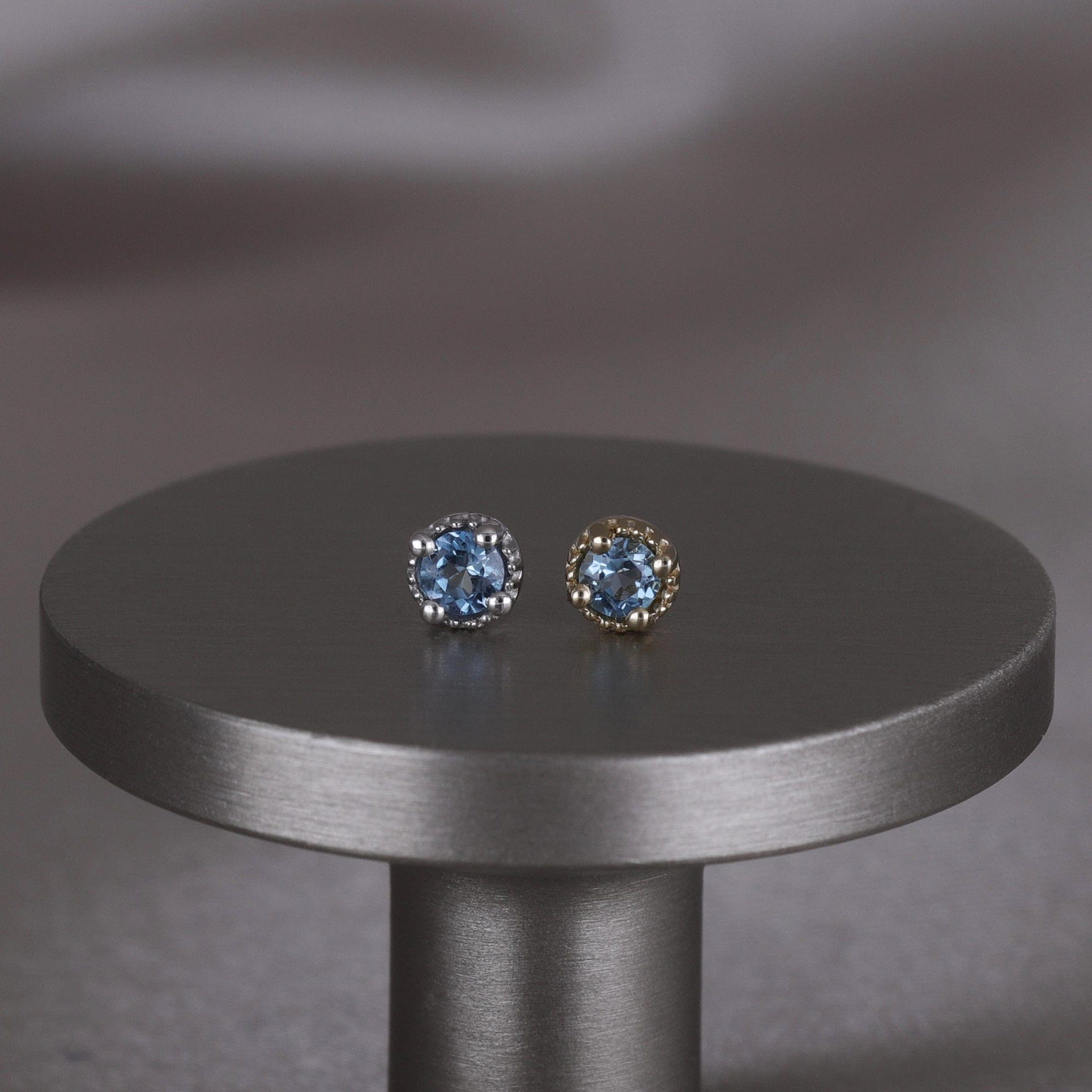 BEATTI Threadless Ends Stella • Blue Topaz Threadless Ends 925 Silver/Titanium Stella • Blue Topaz Threadless Ends 925 Silver/Titanium
