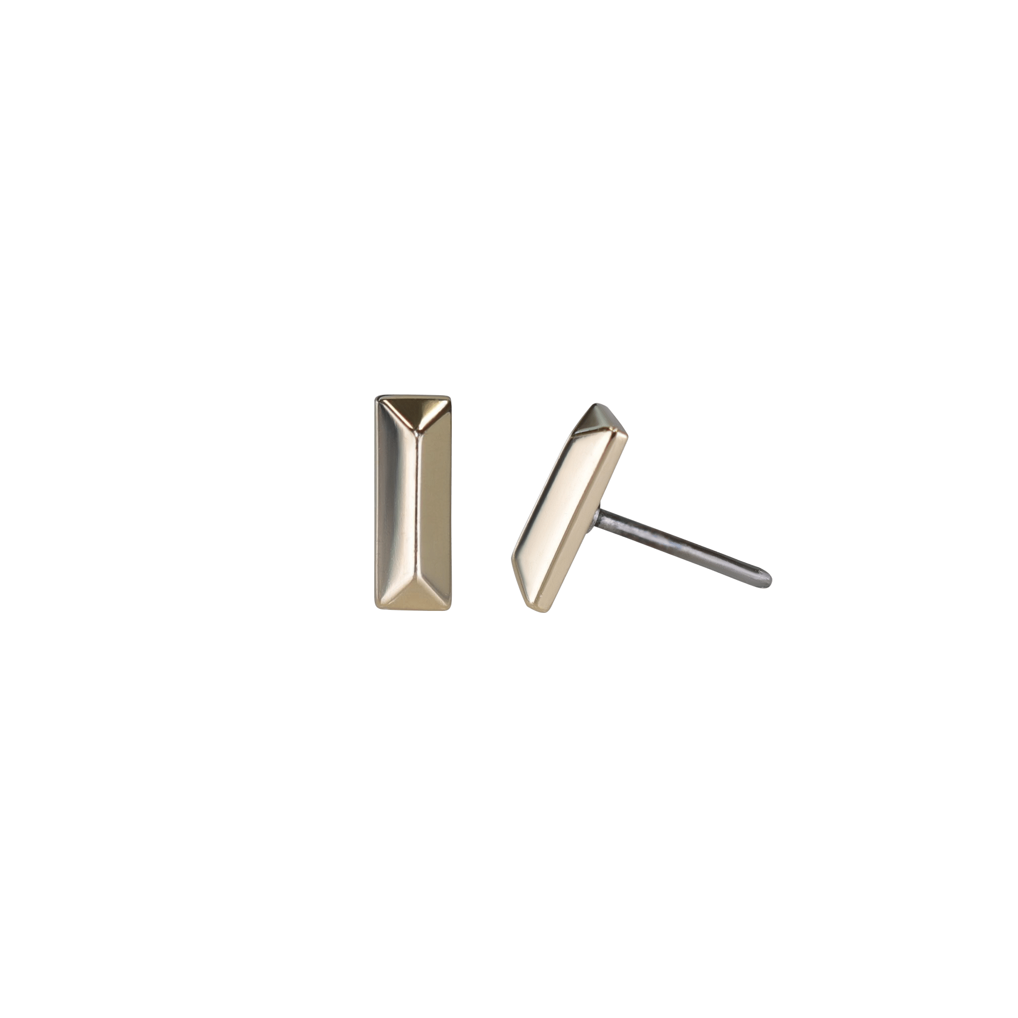 BEATTI Threadless Ends Tiny 14K Solid Gold Bar Flat Back Earring Tiny 14K Solid Gold Bar Flat Back Earring