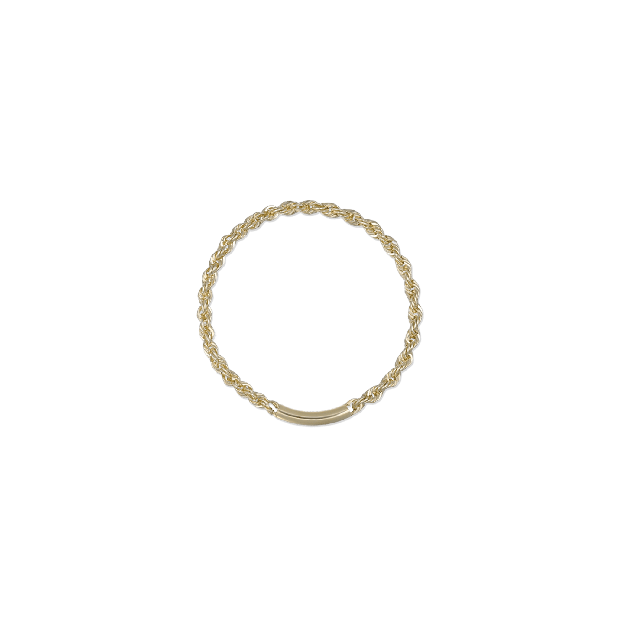 BEATTI Ring 14k Gold Rope Chain Ring with Curved Bar Accent 14k Gold Rope Chain Ring with Curved Bar Accent