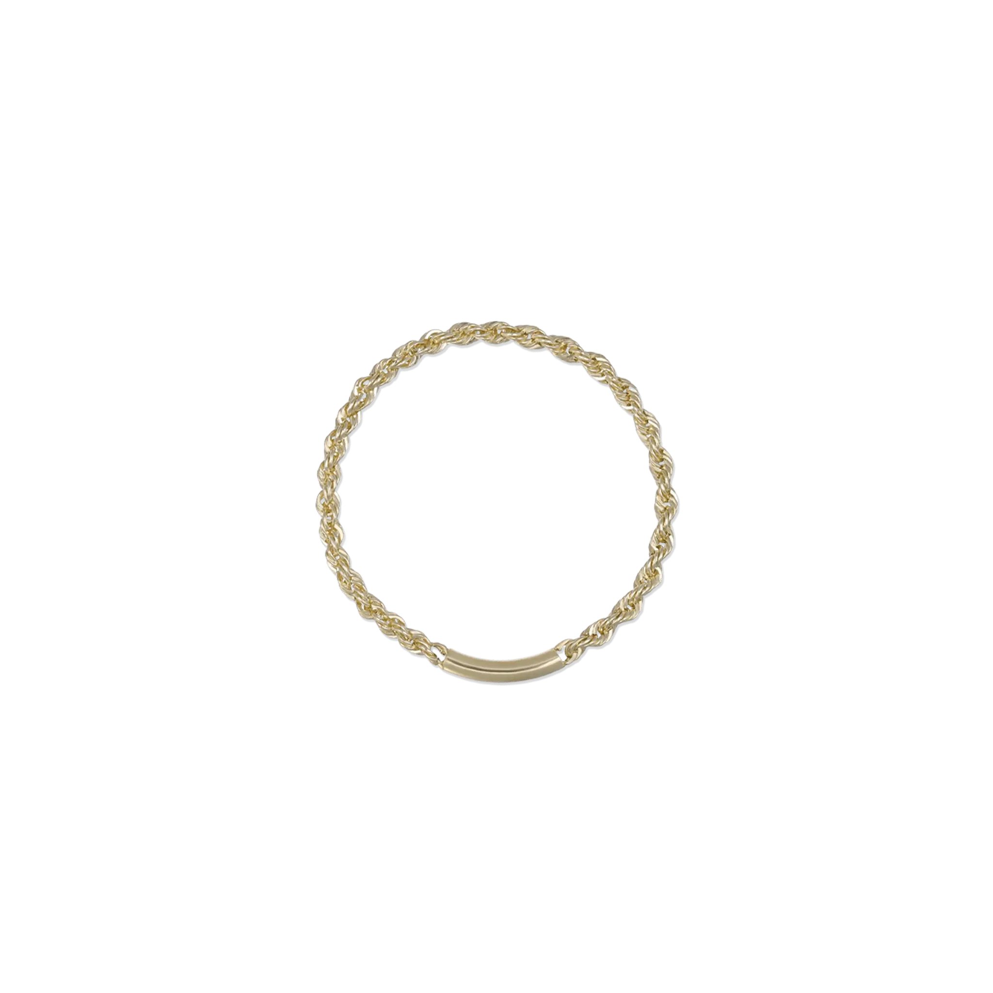 BEATTI Ring 14k Gold Rope Chain Ring with Curved Bar Accent 14k Gold Rope Chain Ring with Curved Bar Accent