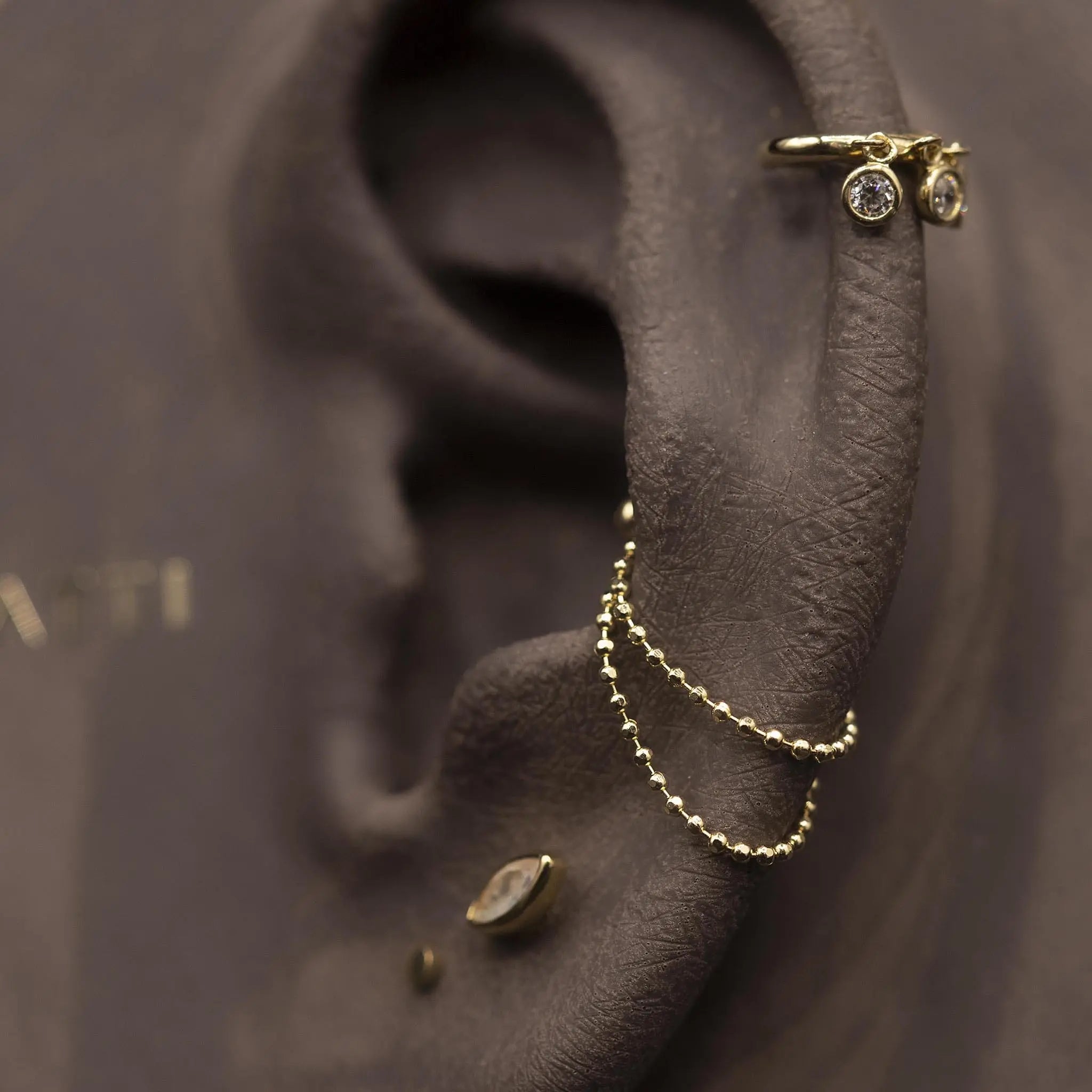 BEATTI Hoops 14K Gold Tiny Dangle Hoop Barbell 14K Gold Tiny Dangle Hoop Barbell