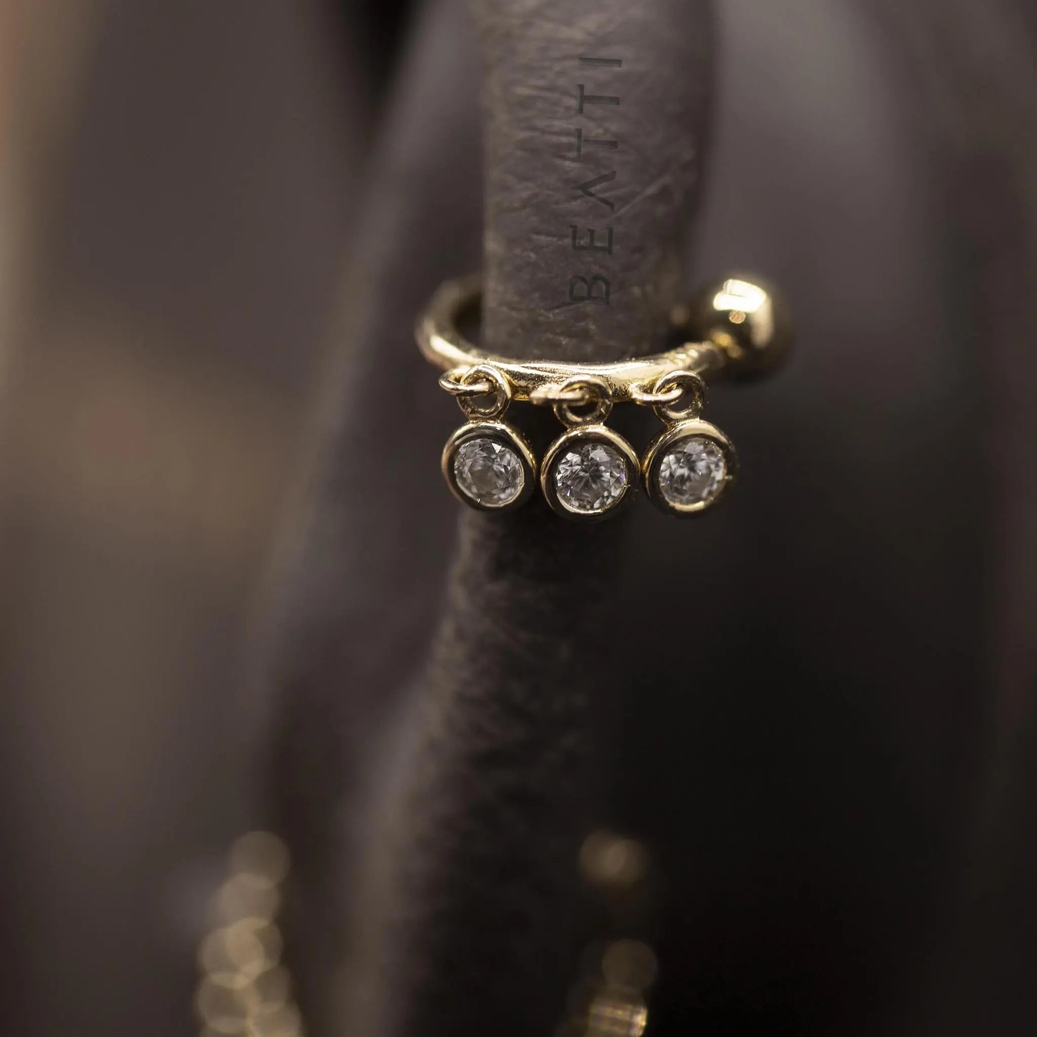 BEATTI Hoops 14K Gold Tiny Dangle Hoop Barbell 14K Gold Tiny Dangle Hoop Barbell