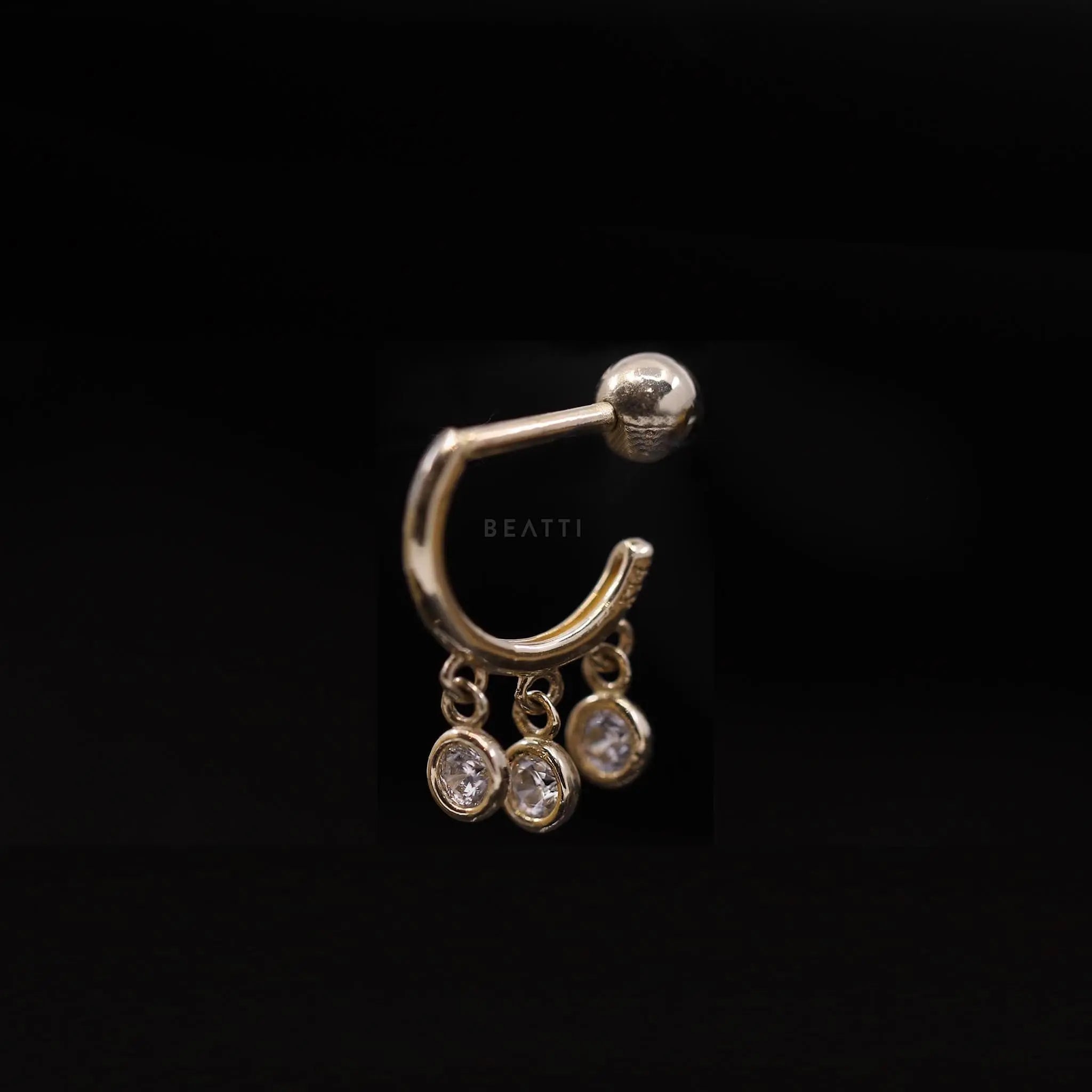 BEATTI Hoops Gold / 5mm 14K Gold Tiny Dangle Hoop Barbell KPE4293 5MM 14K Gold Tiny Dangle Hoop Barbell