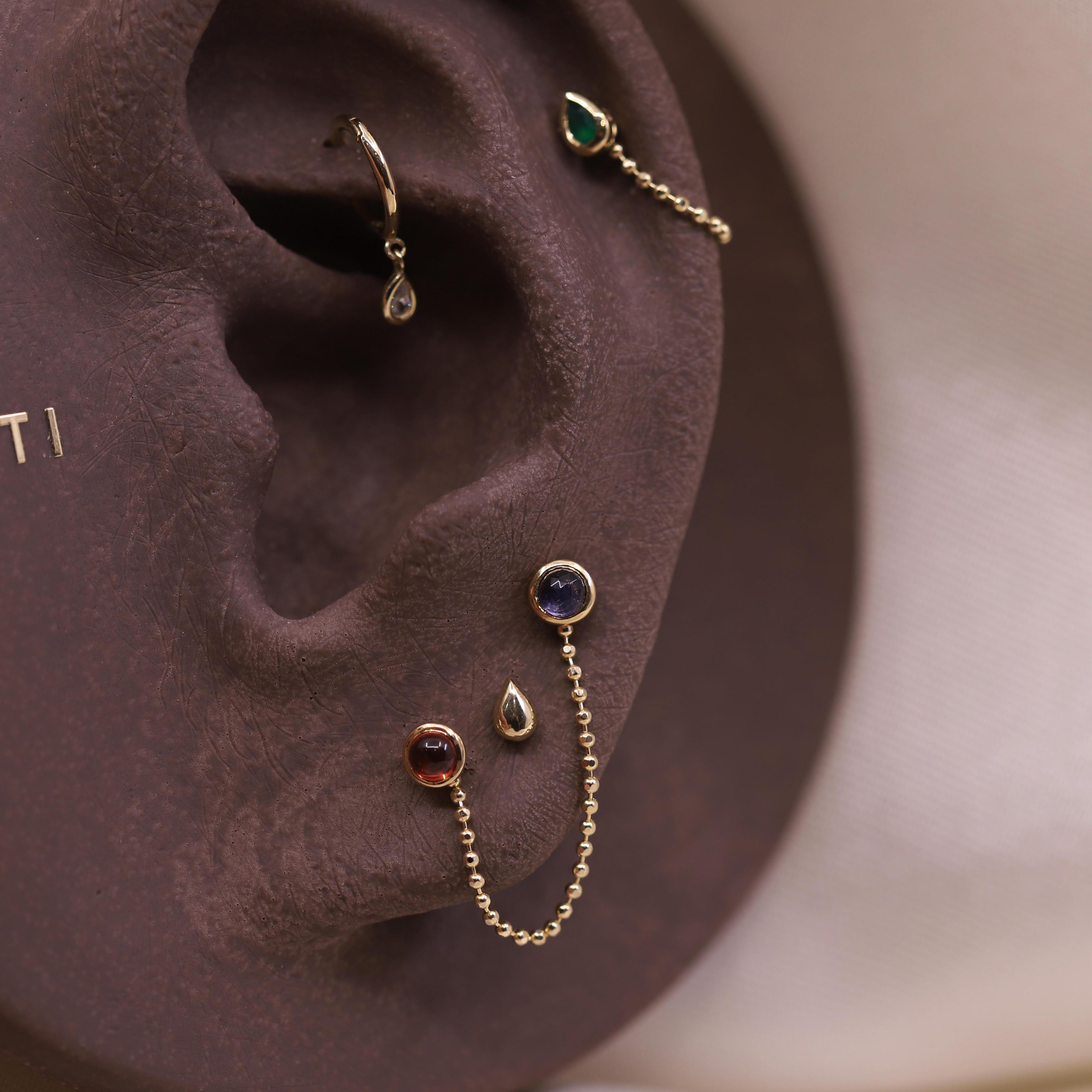 BEATTI Internal Thread 14K Solid Gold Teeny Tiny Solid Tear Drop Internally Threaded 14K Solid Gold Teeny Tiny Solid Tear Drop Internally Threaded