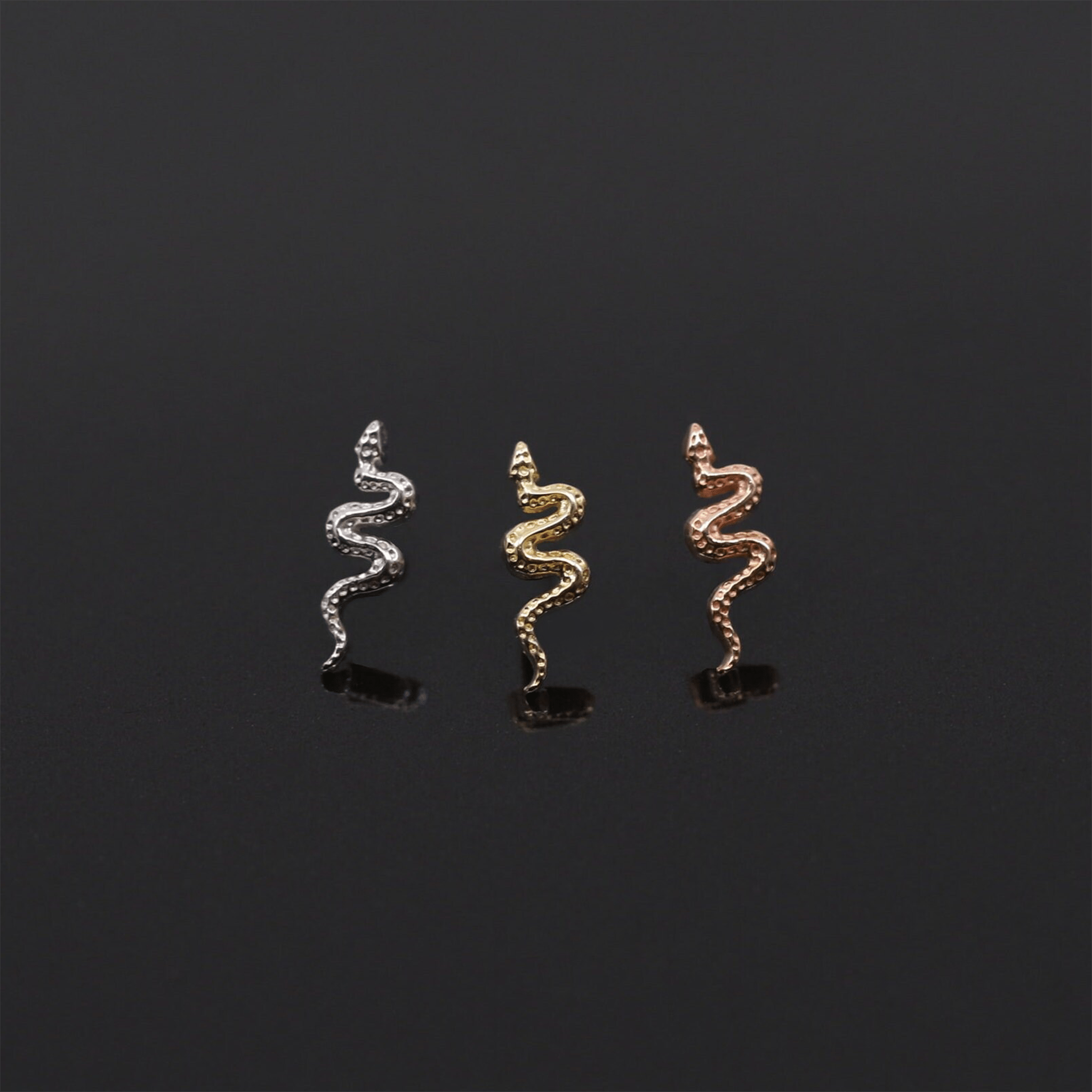 BEATTI Threadless Ends 14K Gold Tiny Snake Internally threaded 14K Gold Tiny Snake Internally threaded