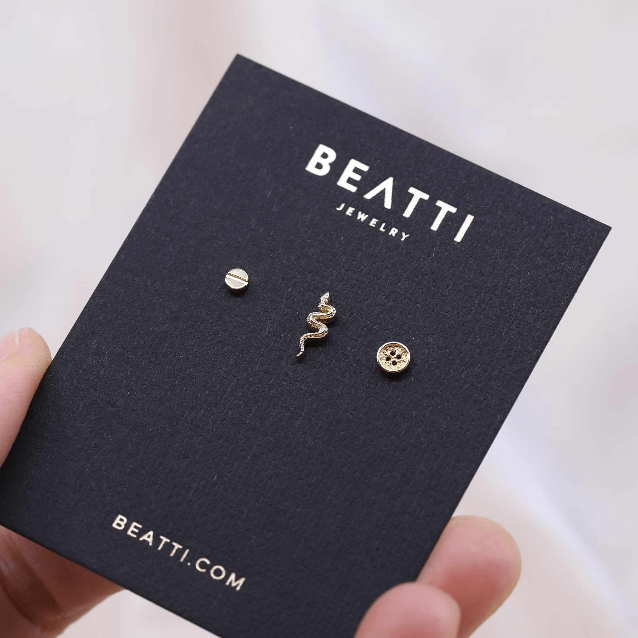 BEATTI Threadless Ends 14K Gold Tiny Snake Internally threaded 14K Gold Tiny Snake Internally threaded