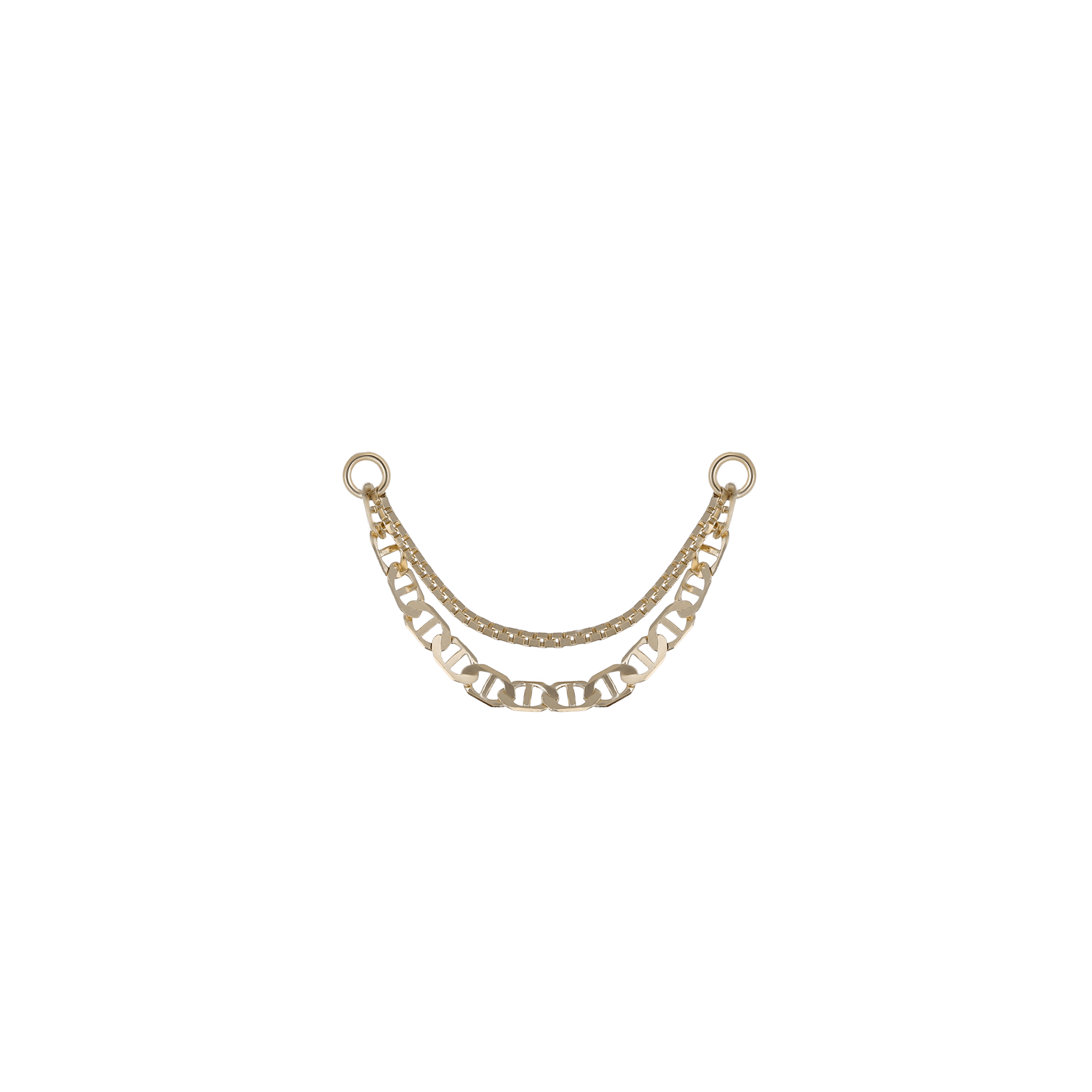 BEATTI Chain Attachments Gold / 25mm KOR_ 001 • 14K Gold Double Mixed Chain Attachment 001_25mm KOR_ 001 • 14K Gold Double Mixed Chain Attachment