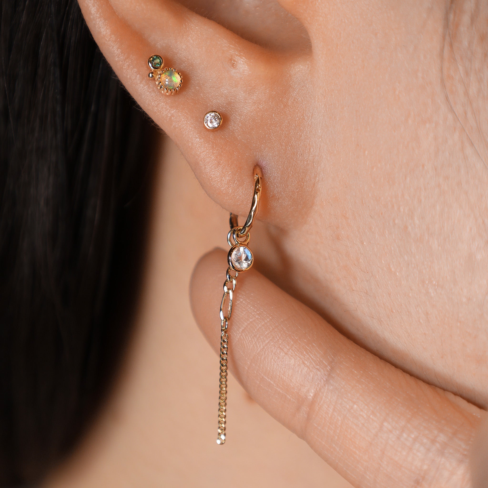 Facet Moonstone Hoop Charm