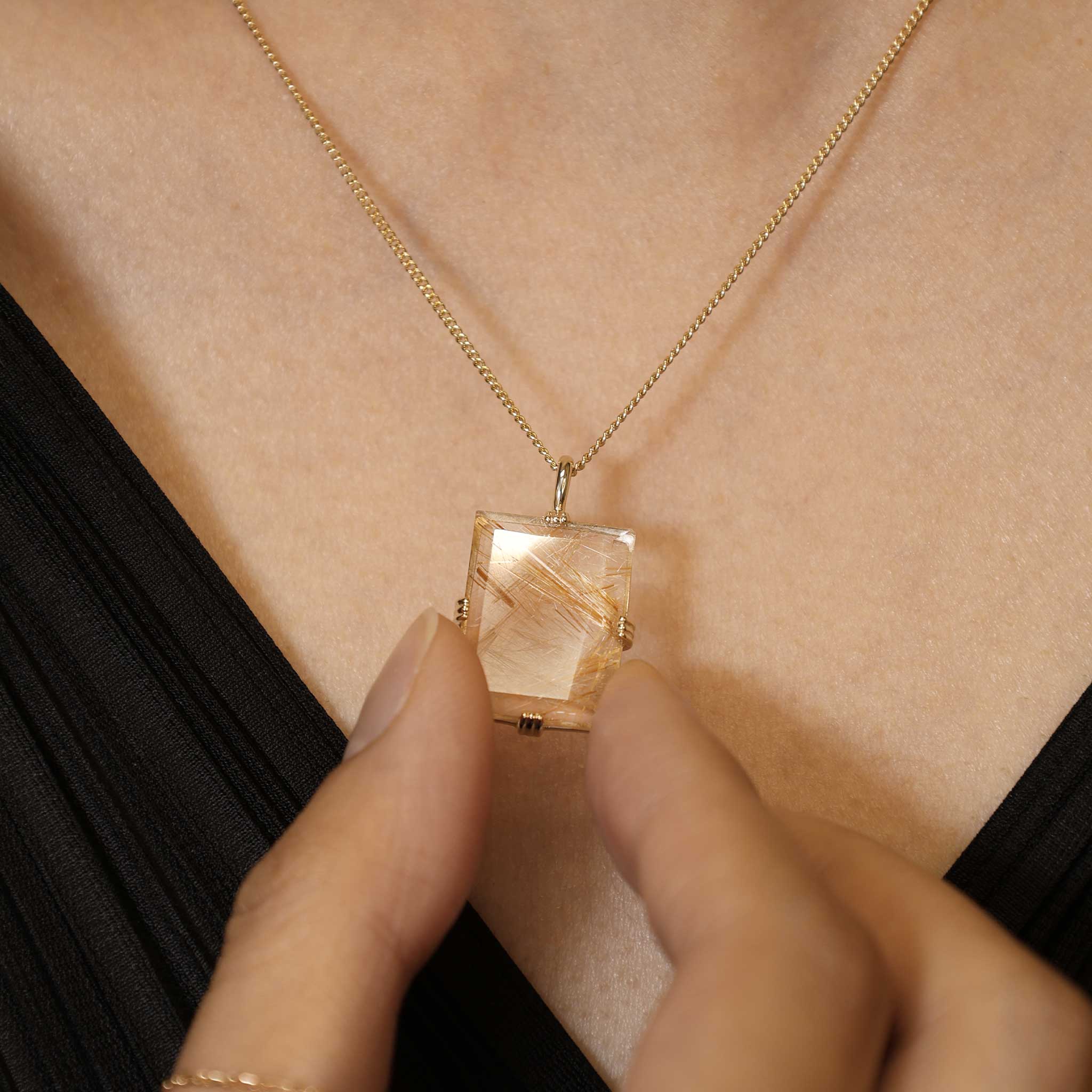 BEATTI Pendants BTP062 • Square Gemstone Necklace Pendant BTP062 • Square Gemstone Necklace Pendant