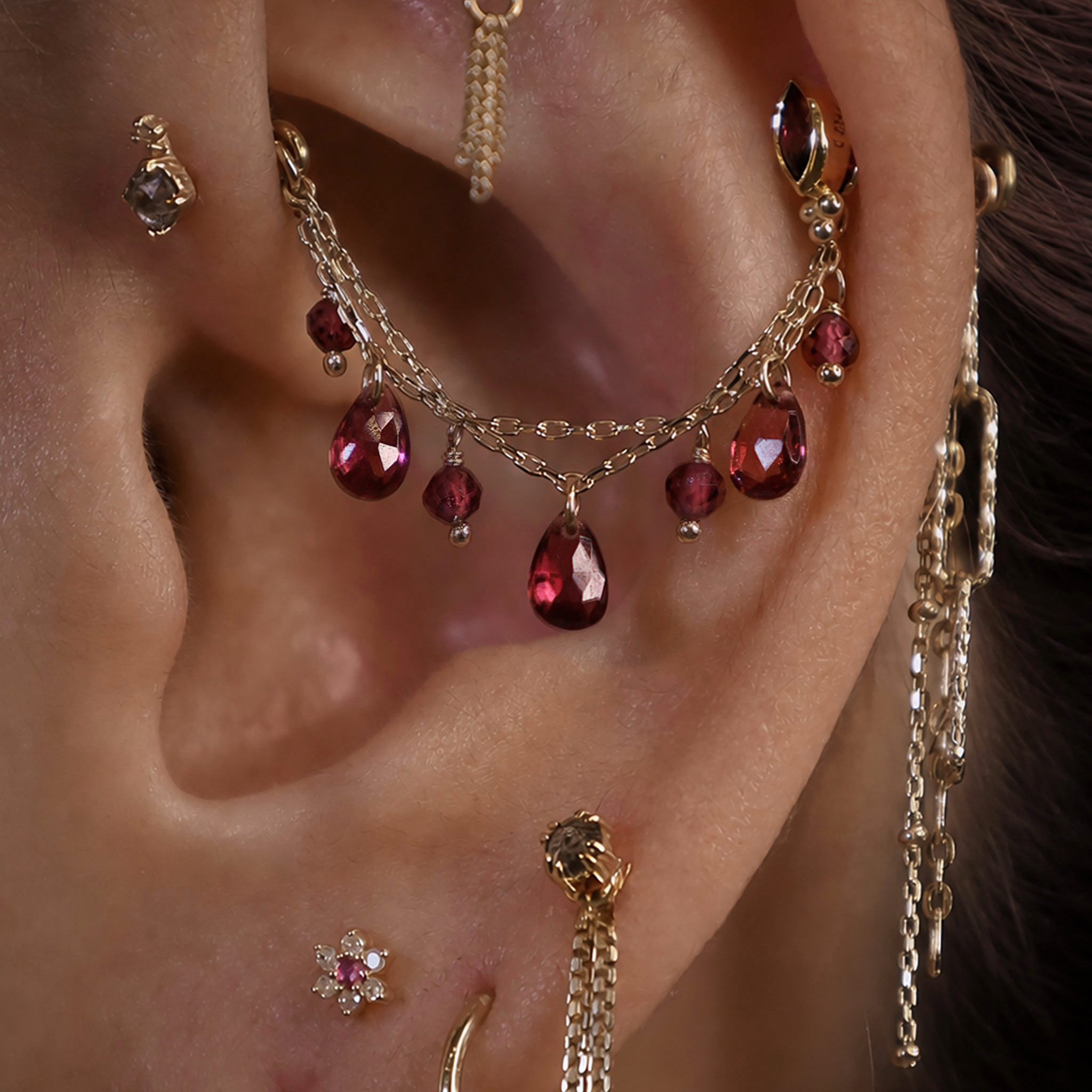 Etta • 14K Gold Tiny Marquise Gemstone Stud