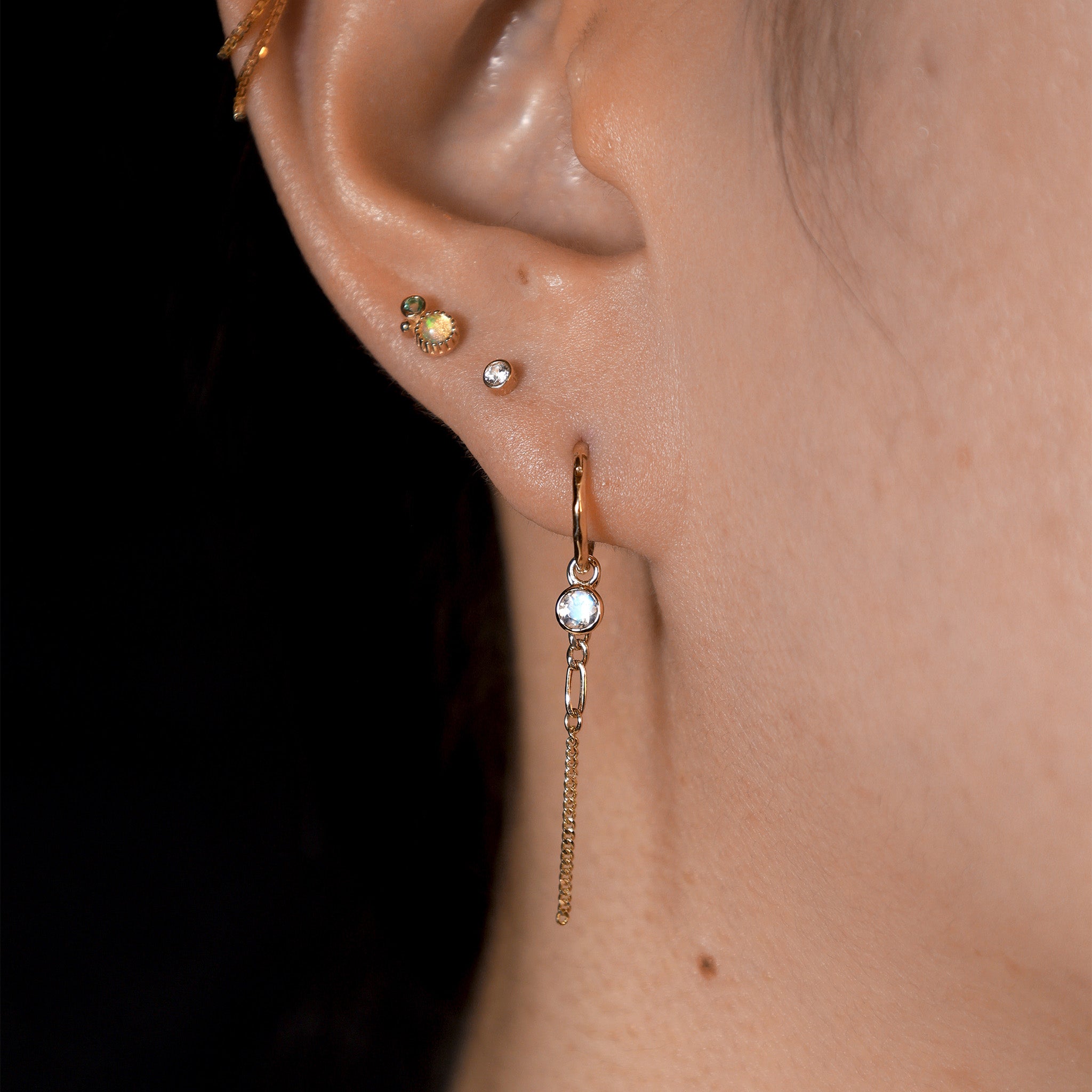 Facet Moonstone Hoop Charm