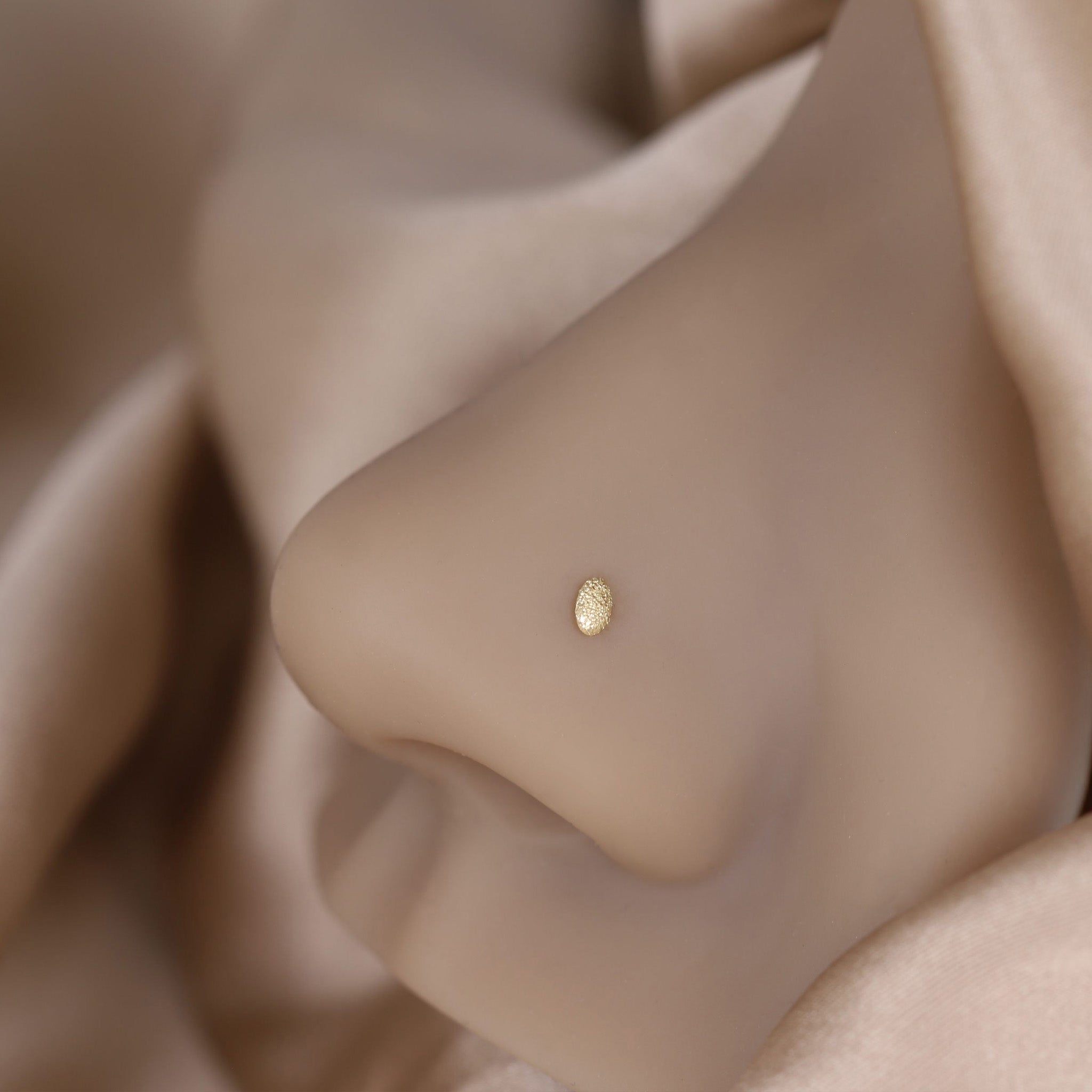 Petite Oval Sand Texture Flat Back Stud