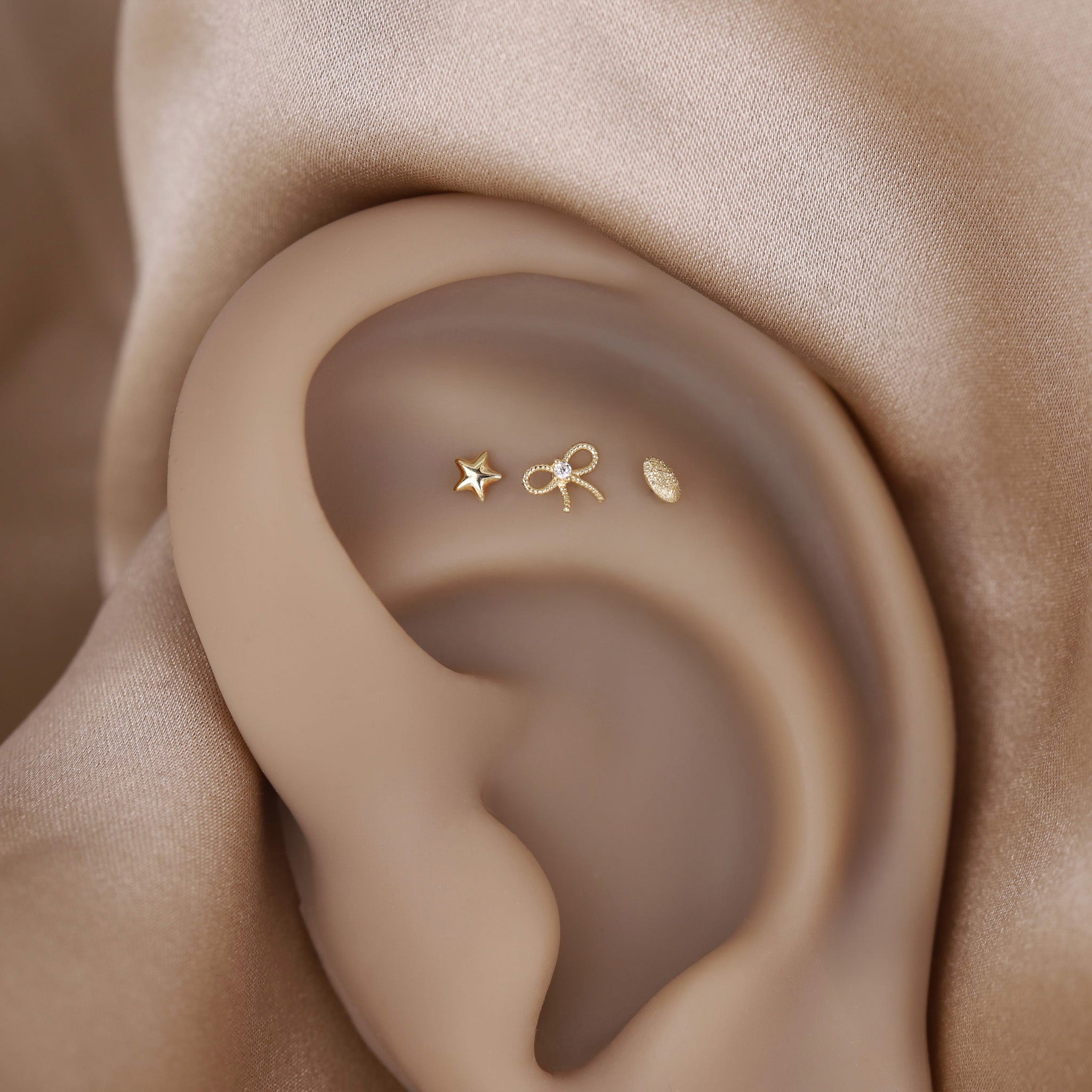 Micro Bow CZ Flat Back Stud