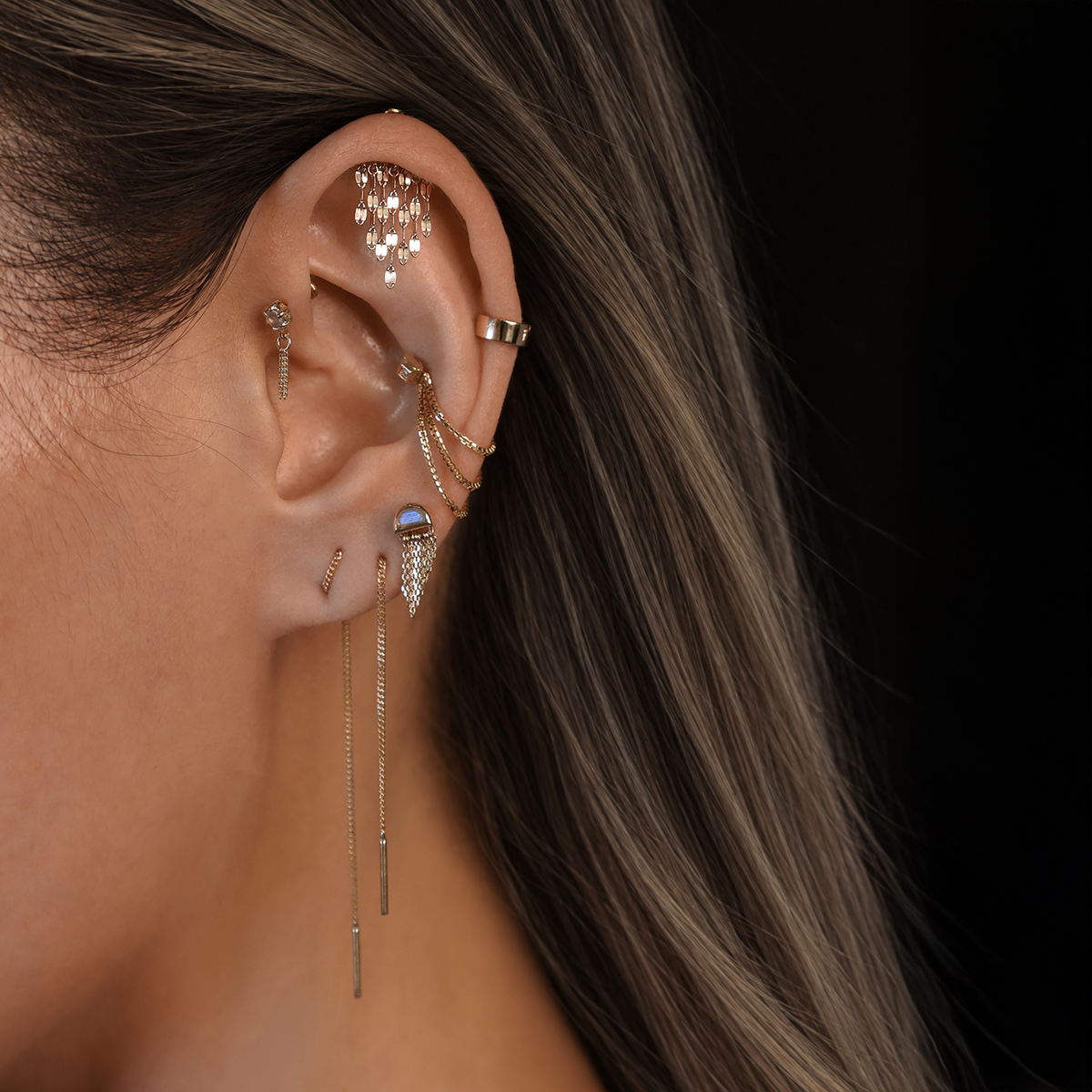 Moonjelly • Asymmetric Chain Tassel (Pair)
