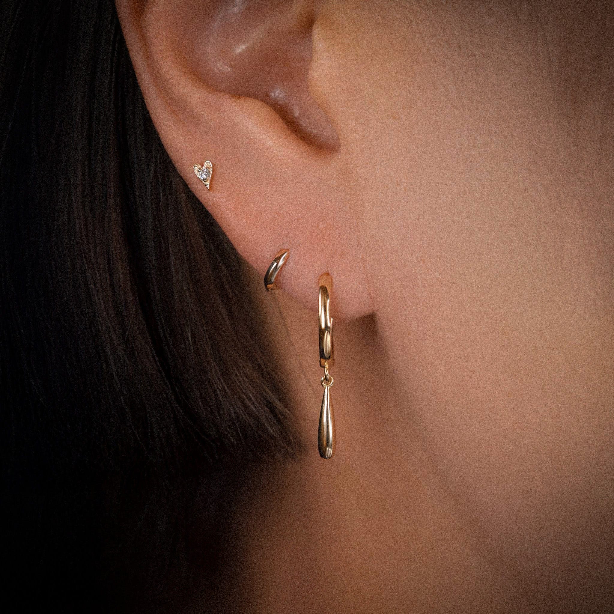 BEATTI Chain Earrings Gold / Pair Slim Drop Charm Hoops OT402793 Slim Drop Charm Hoops