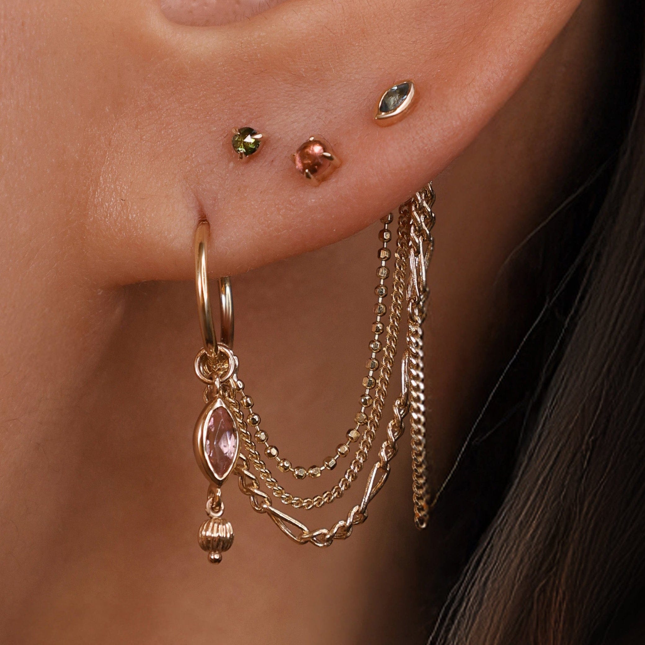 BEATTI Charms Gold Lin • Mixed-Link Drop Chain Charm MJC025 Lin • Mixed-Link Drop Chain Charm